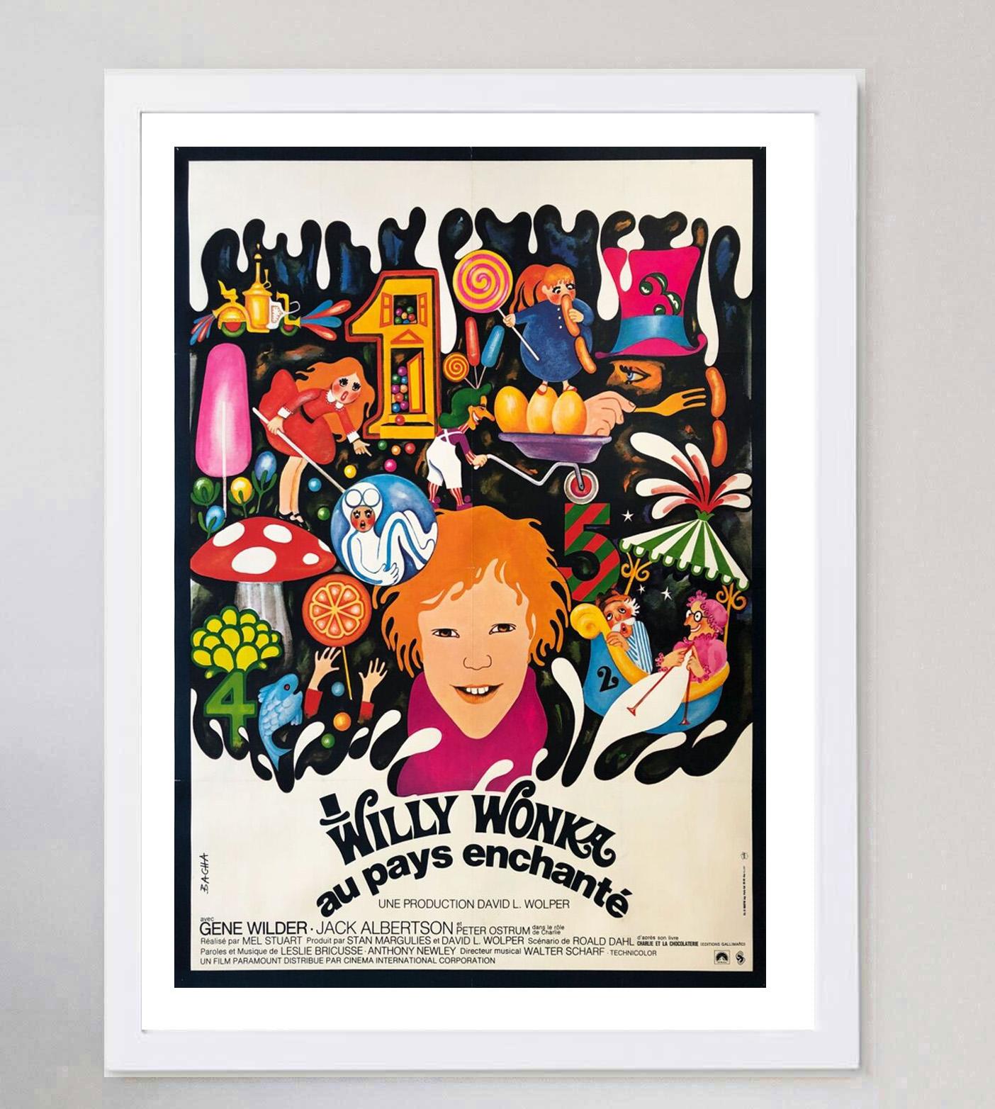 1971 Willy Wonka y la fábrica de chocolate (francés) Póster original de época finales del siglo XX en venta