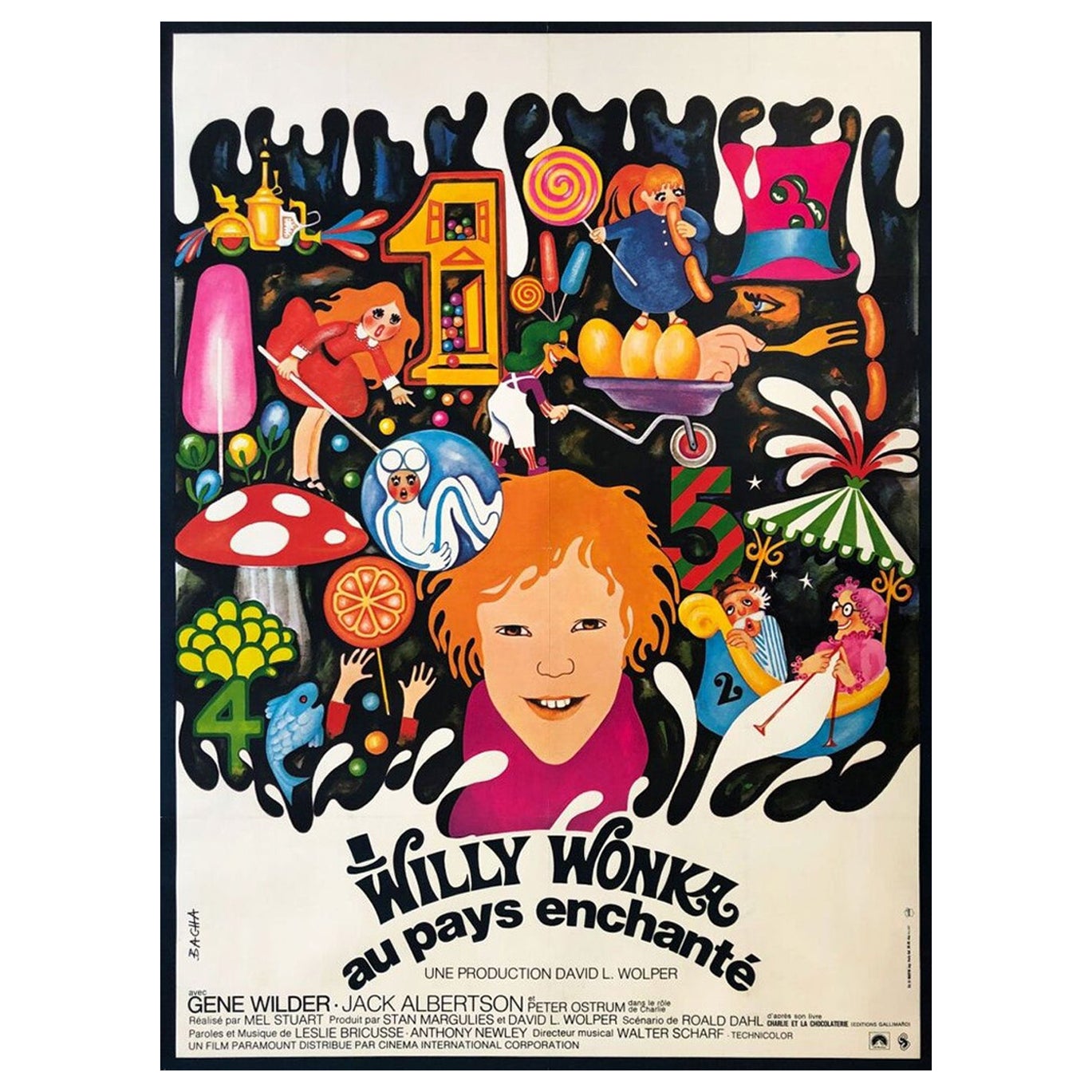 1971 Willy Wonka and the Chocolate Factory (French) Original Vintage Poster