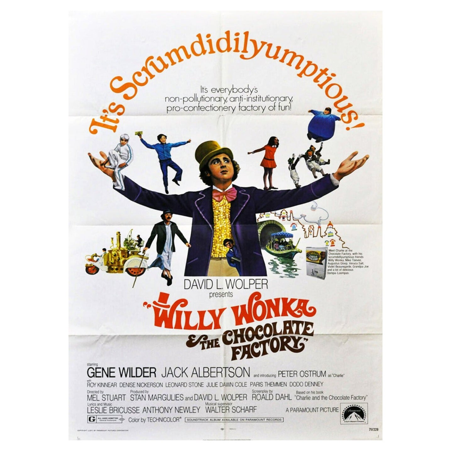 1971 Willy Wonka e la Fabbrica di Cioccolato - Poster originale d'epoca