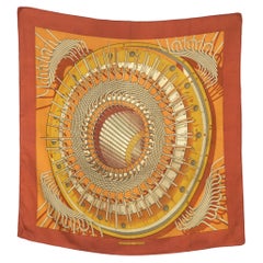 Foulard en soie Hermès Ochre Alternateur by P Peron 1971s