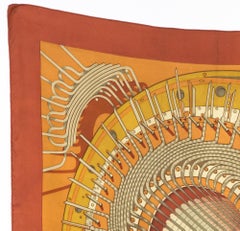 1971s Hermes Ochre Alternateur by P Peron Silk Scarf