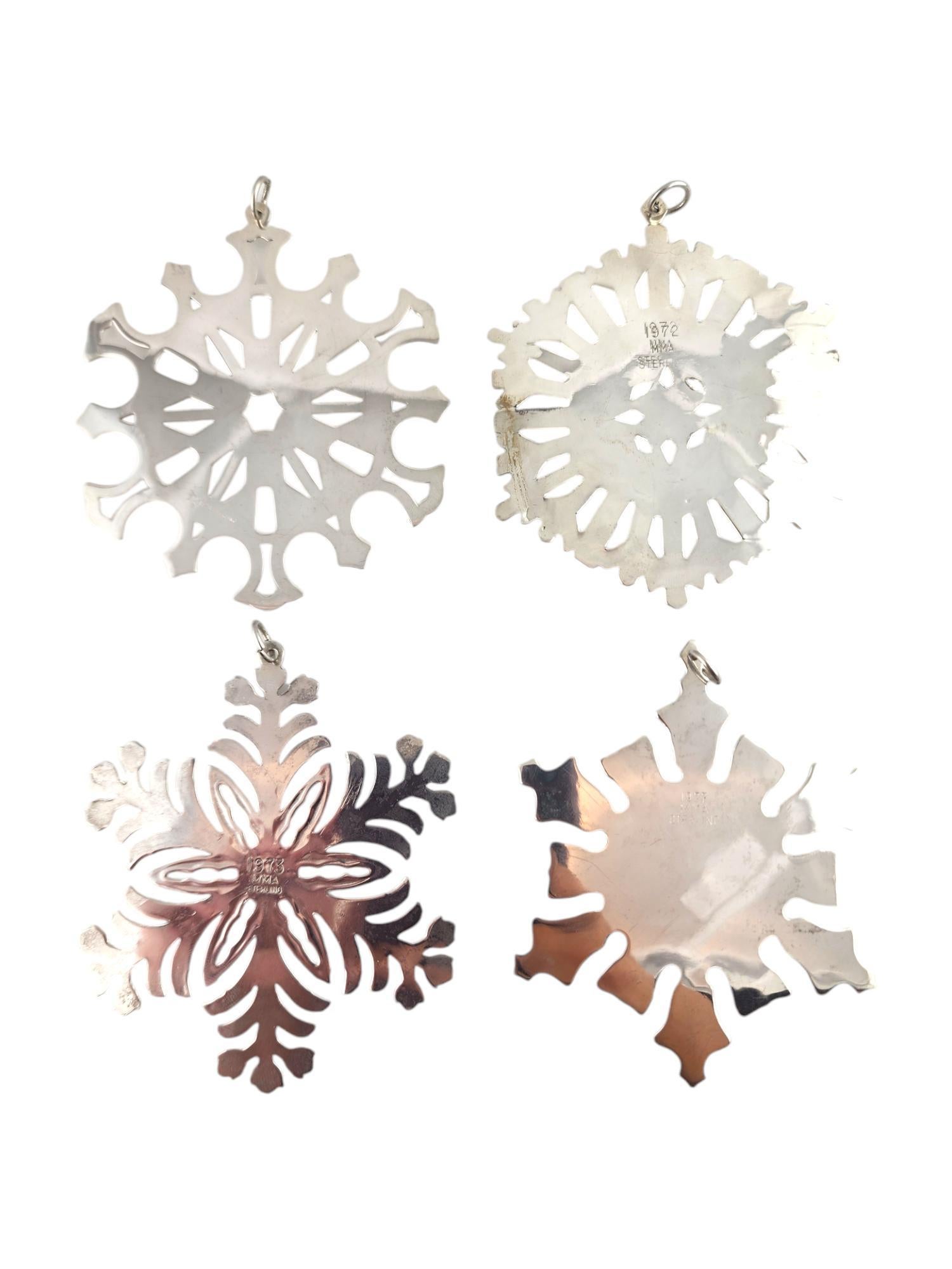 1972-1980 Lot of 9 MMA Sterling Silver Snowflake Ornaments #18723 7