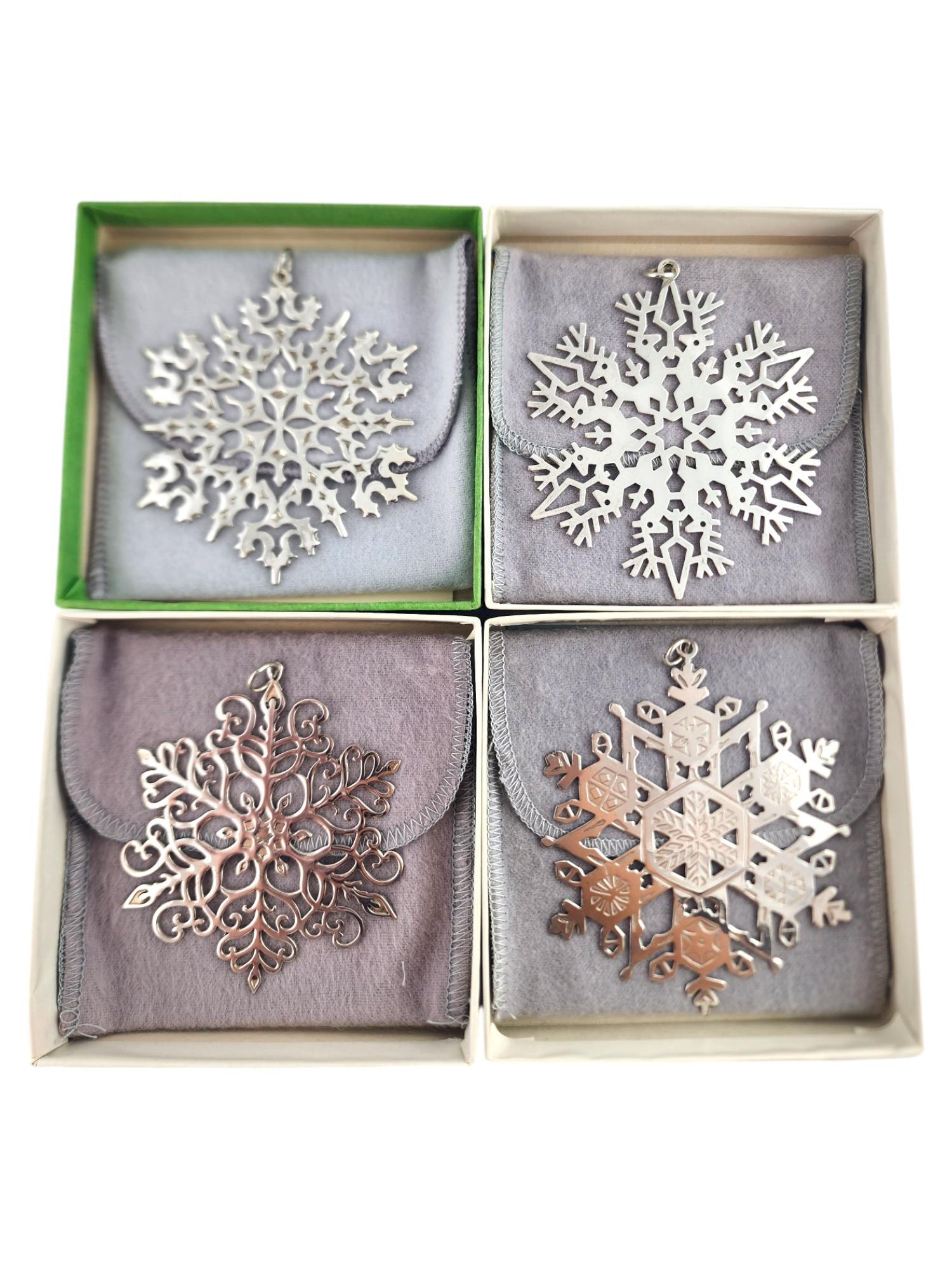 Women's 1972-1980 Lot of 9 MMA Sterling Silver Snowflake Ornaments #18723