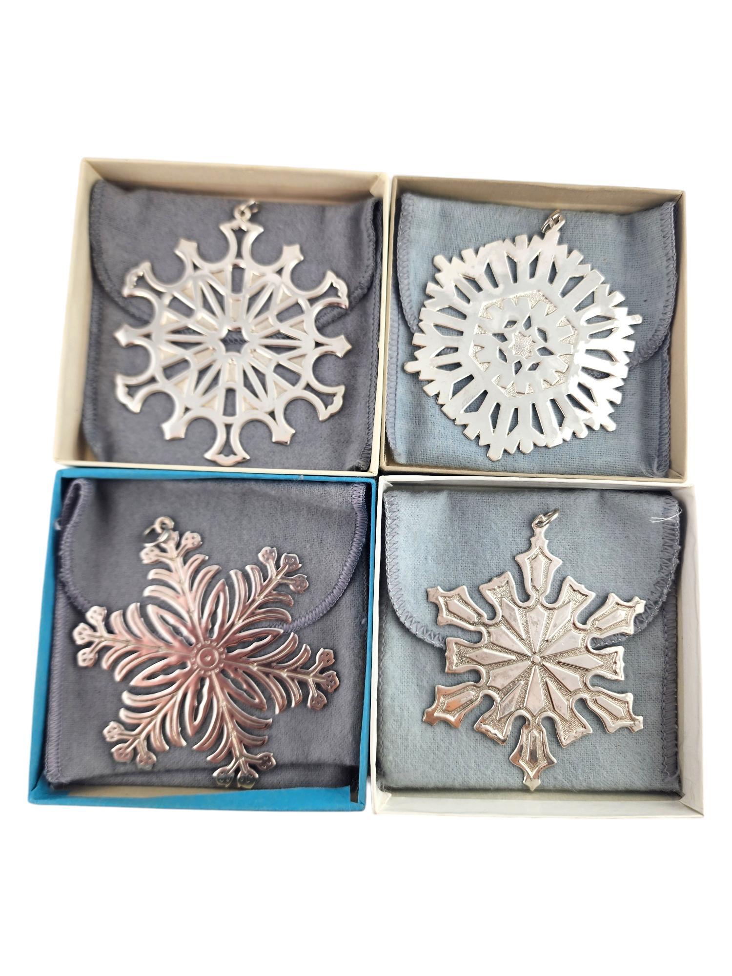 1972-1980 Lot of 9 MMA Sterling Silver Snowflake Ornaments #18723 1