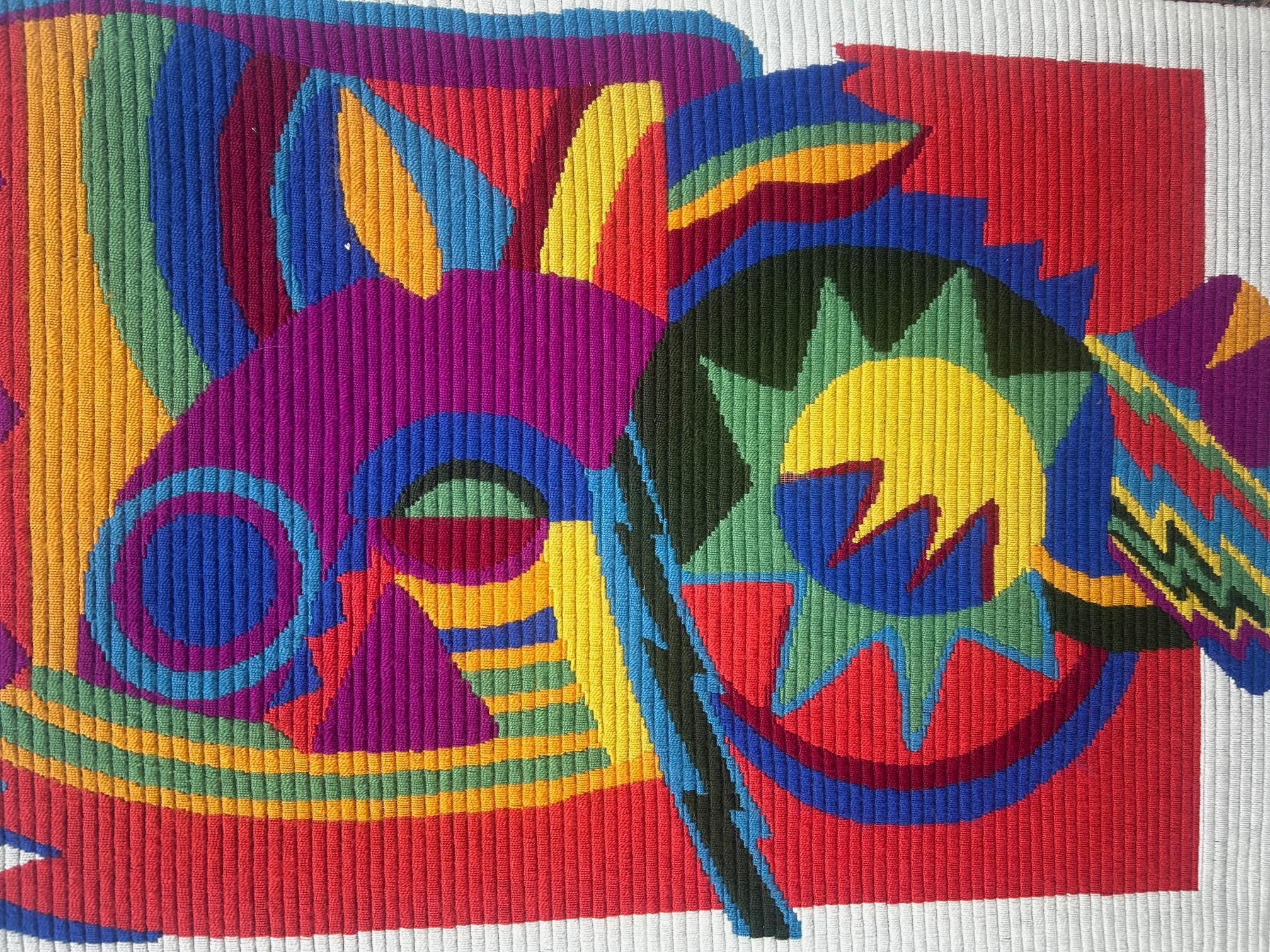 Wool 1972 abstract tapestry by Mariano Hernandez For Sale