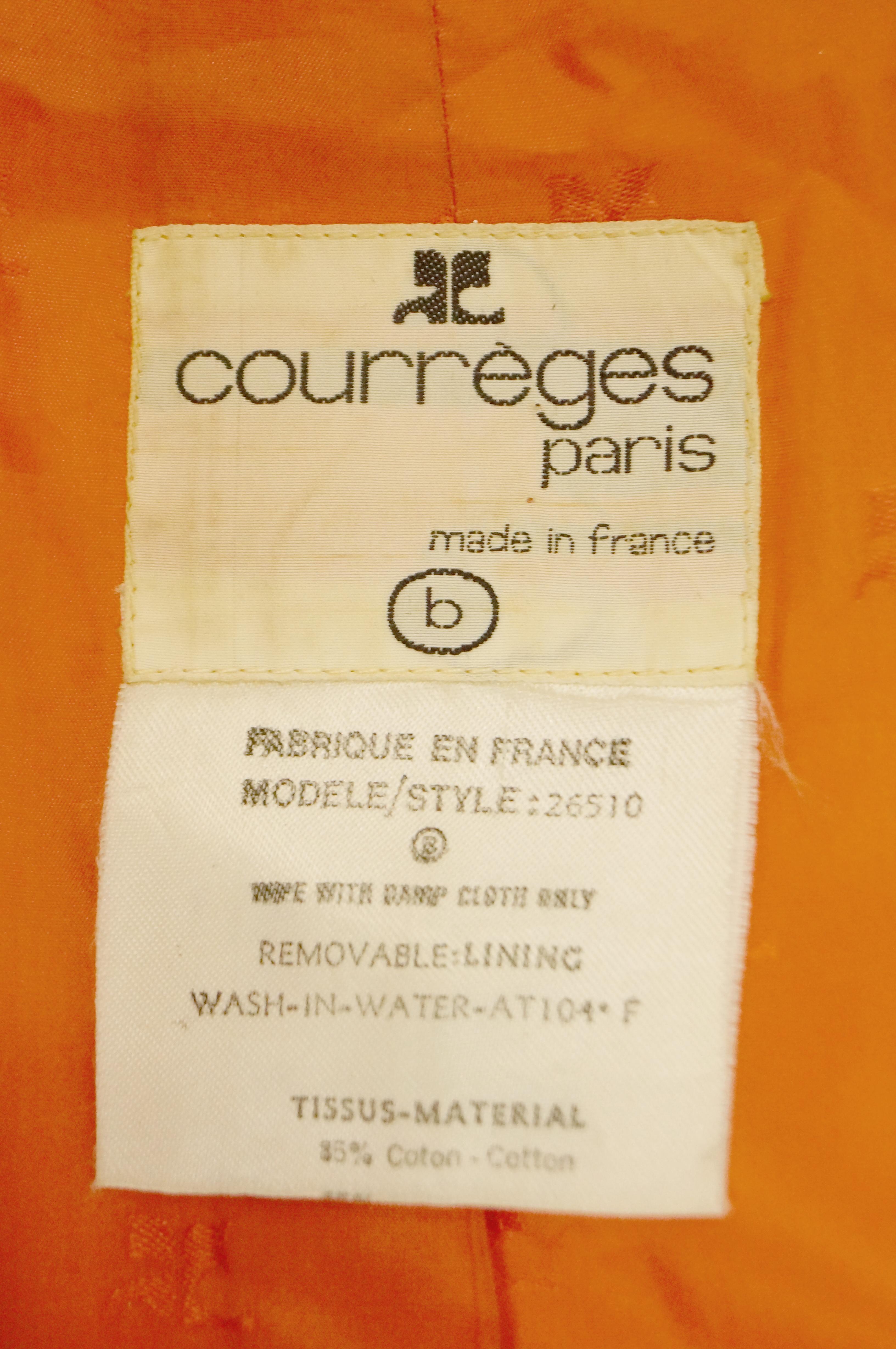  1972 André Courrèges  Safety Orange Vinyl Mod Coat For Sale 8