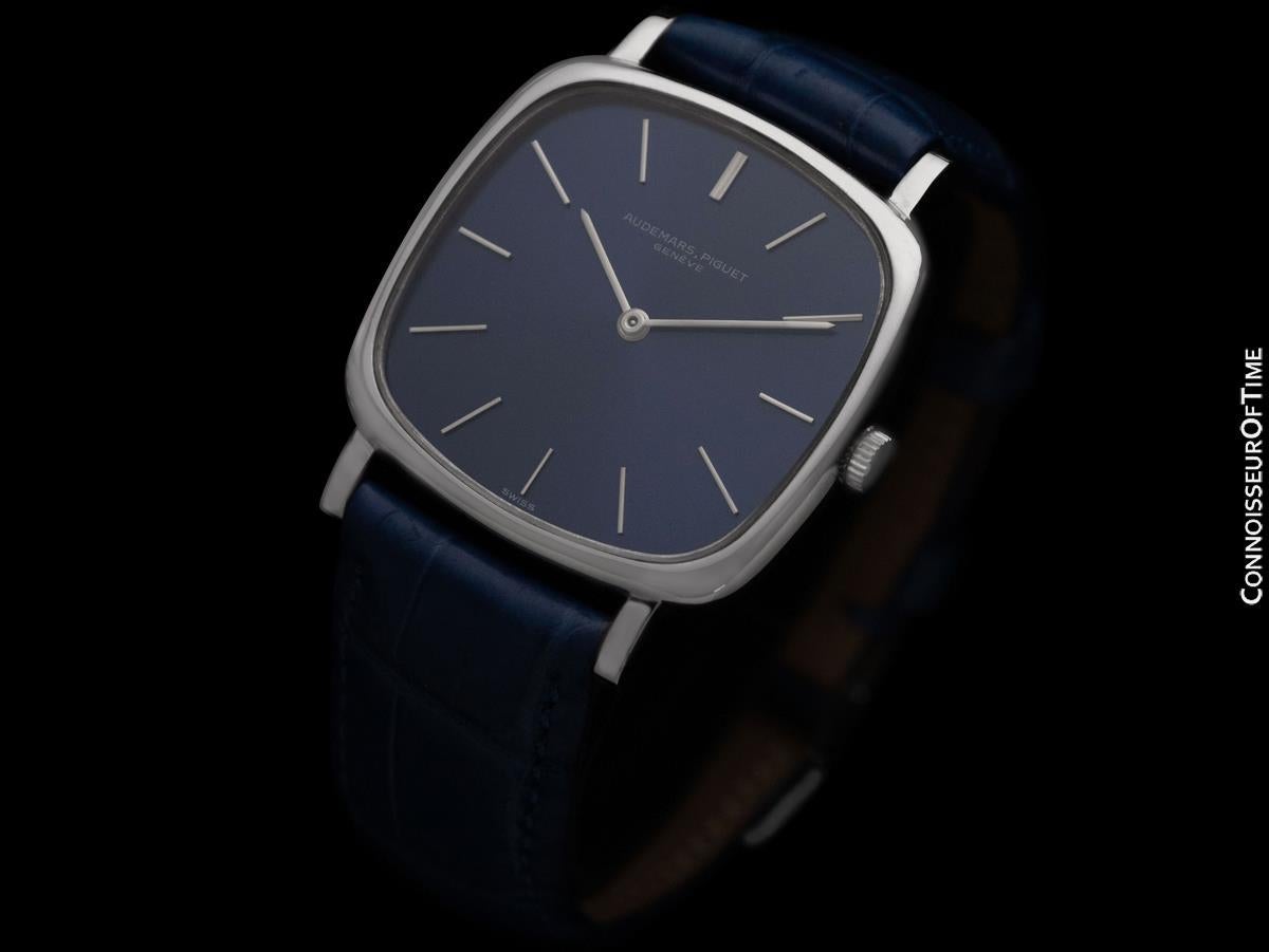 1972 Audemars Piguet Vintage Mens Full Size TV Shaped Dress Watch 18K White Gold In Excellent Condition For Sale In Suwanee, GA
