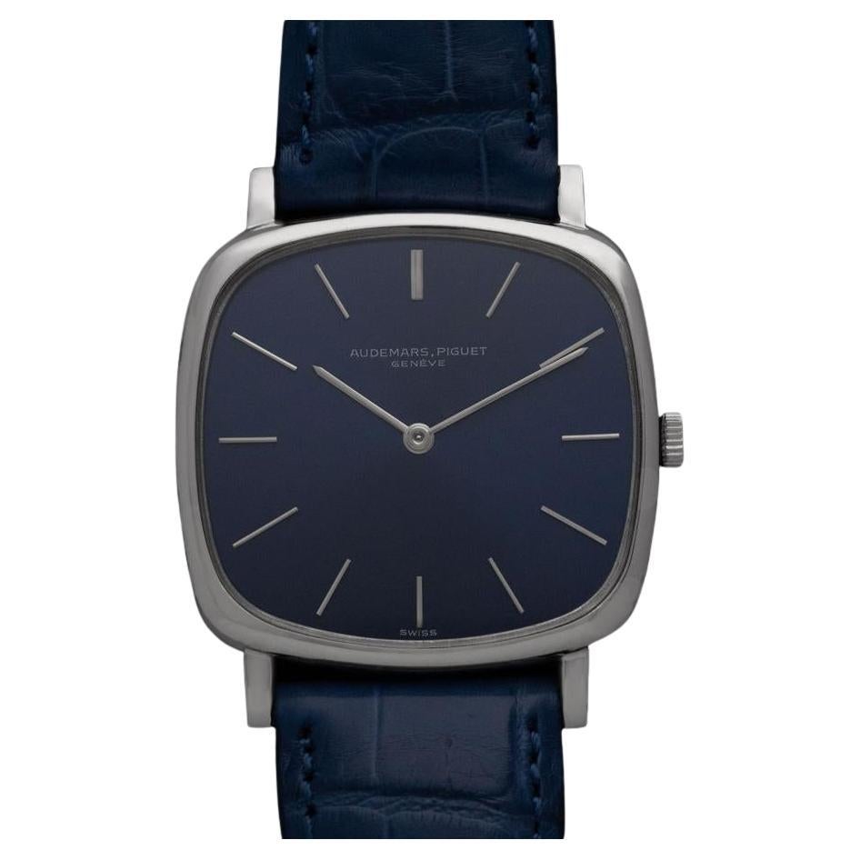 1972 Audemars Piguet Vintage Mens Full Size TV Shaped Dress Watch 18K White Gold For Sale