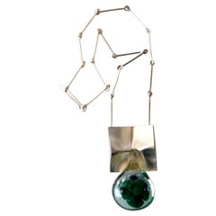 1972 Bjorn Weckstrom Lapponia Finland Sterling Silver Acrylic Big Drop Necklace