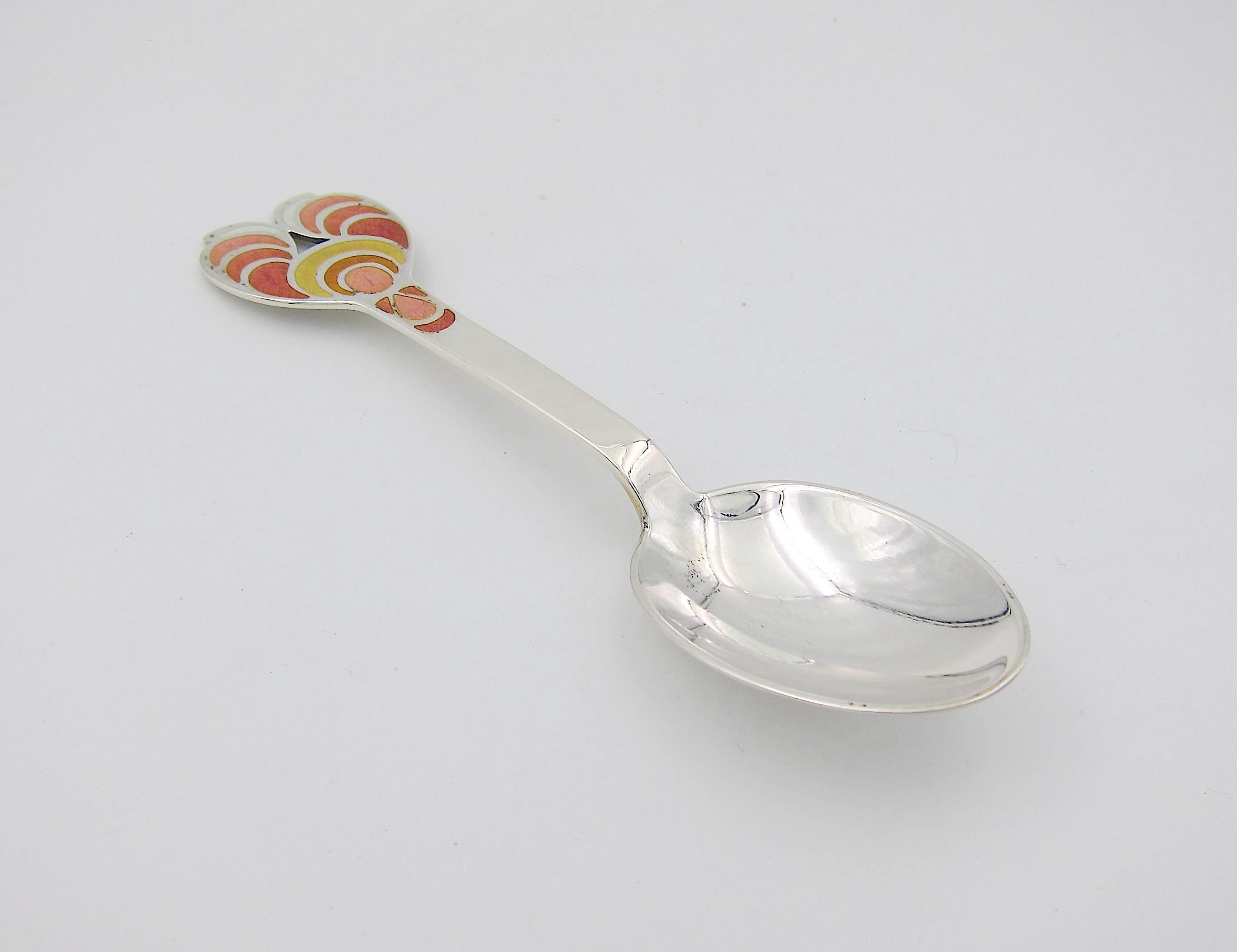 Danish 1972 Bjorn Wiinblad for Anton Michelsen Silver and Enamel Christmas Spoon