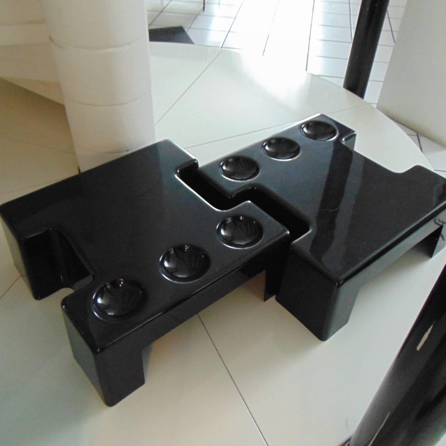 1970s Two Coffee Tables Black Thermoformed Plastic Studio DA for Sormani Italy For Sale 6