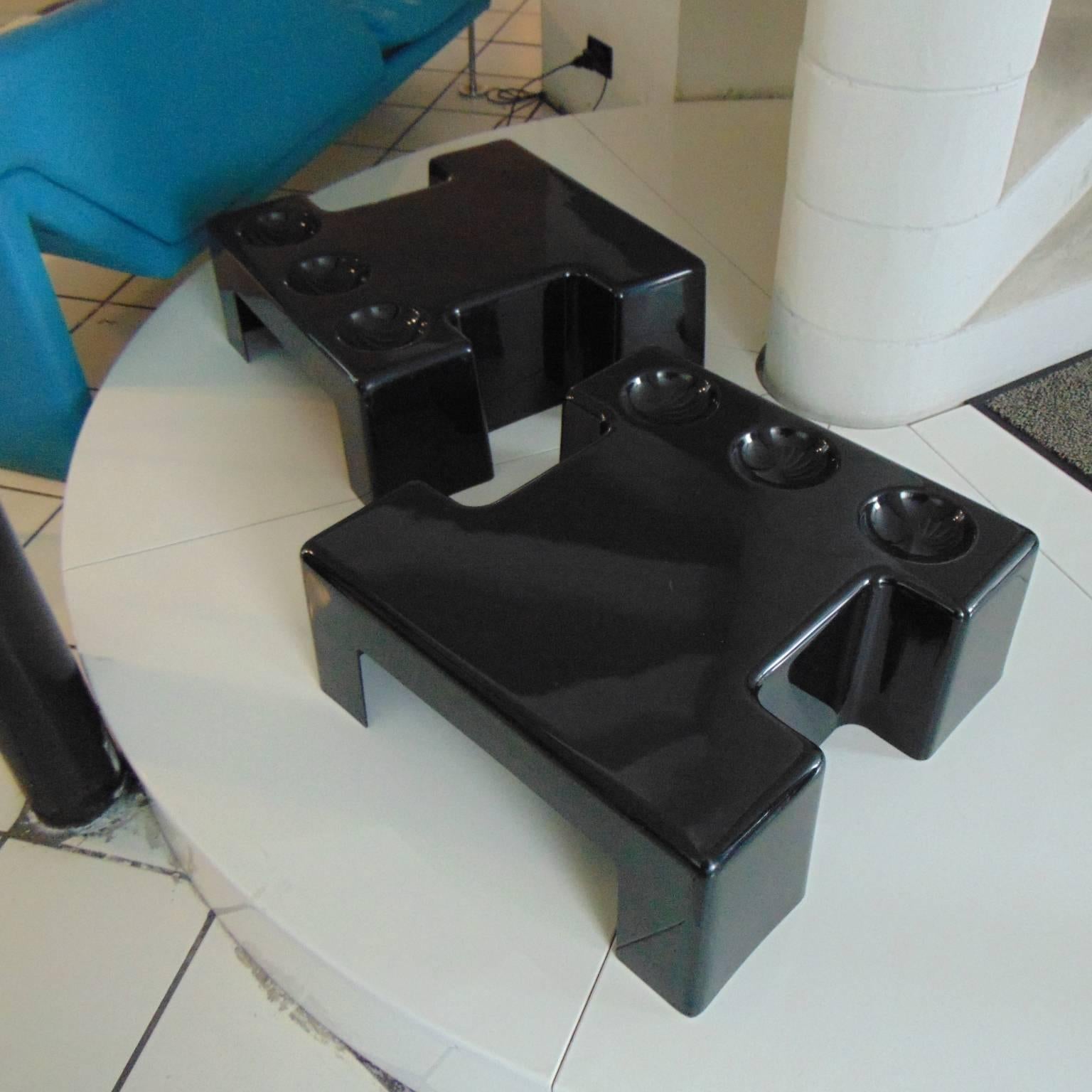 Late 20th Century 1970s Two Coffee Tables Black Thermoformed Plastic Studio DA for Sormani Italy For Sale