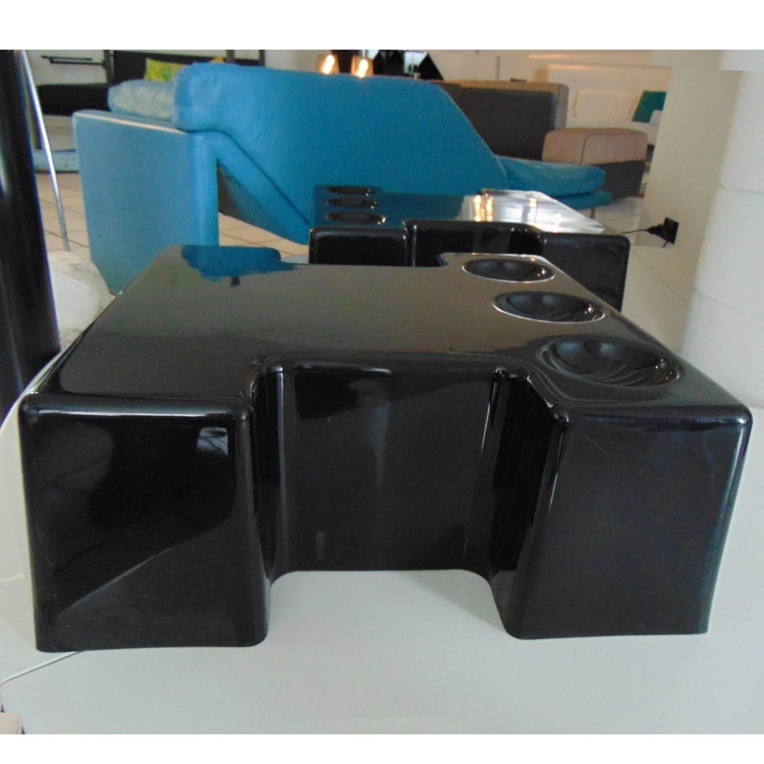 1970s Two Coffee Tables Black Thermoformed Plastic Studio DA for Sormani Italy For Sale 1