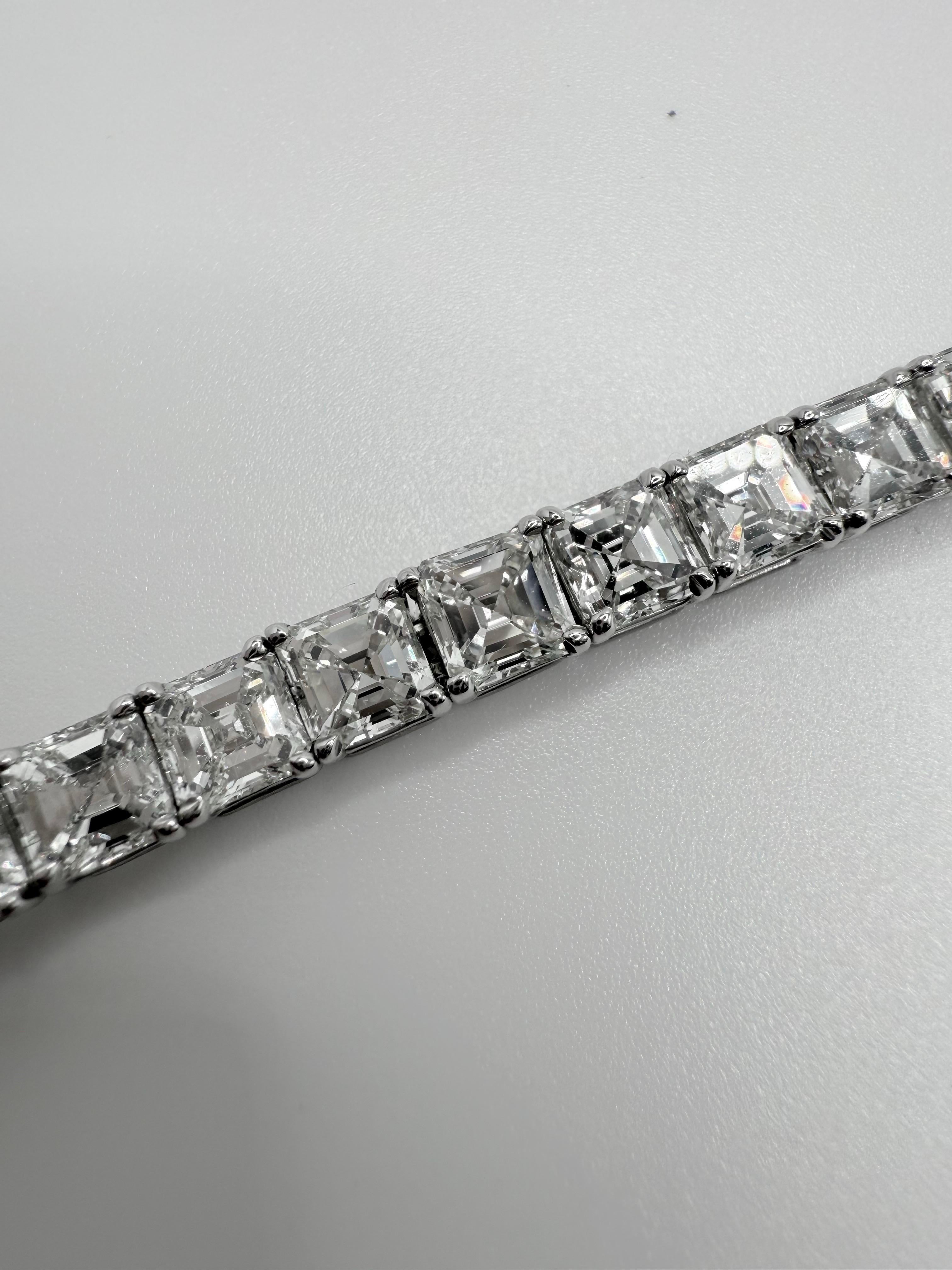 Men's 19.72 carat Asscher cut Tennis bracelet For Sale