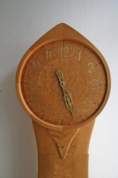 1972 Carl Malmsten Unique Longcase “Tidlösa” Clock, Birch and Masur Birch