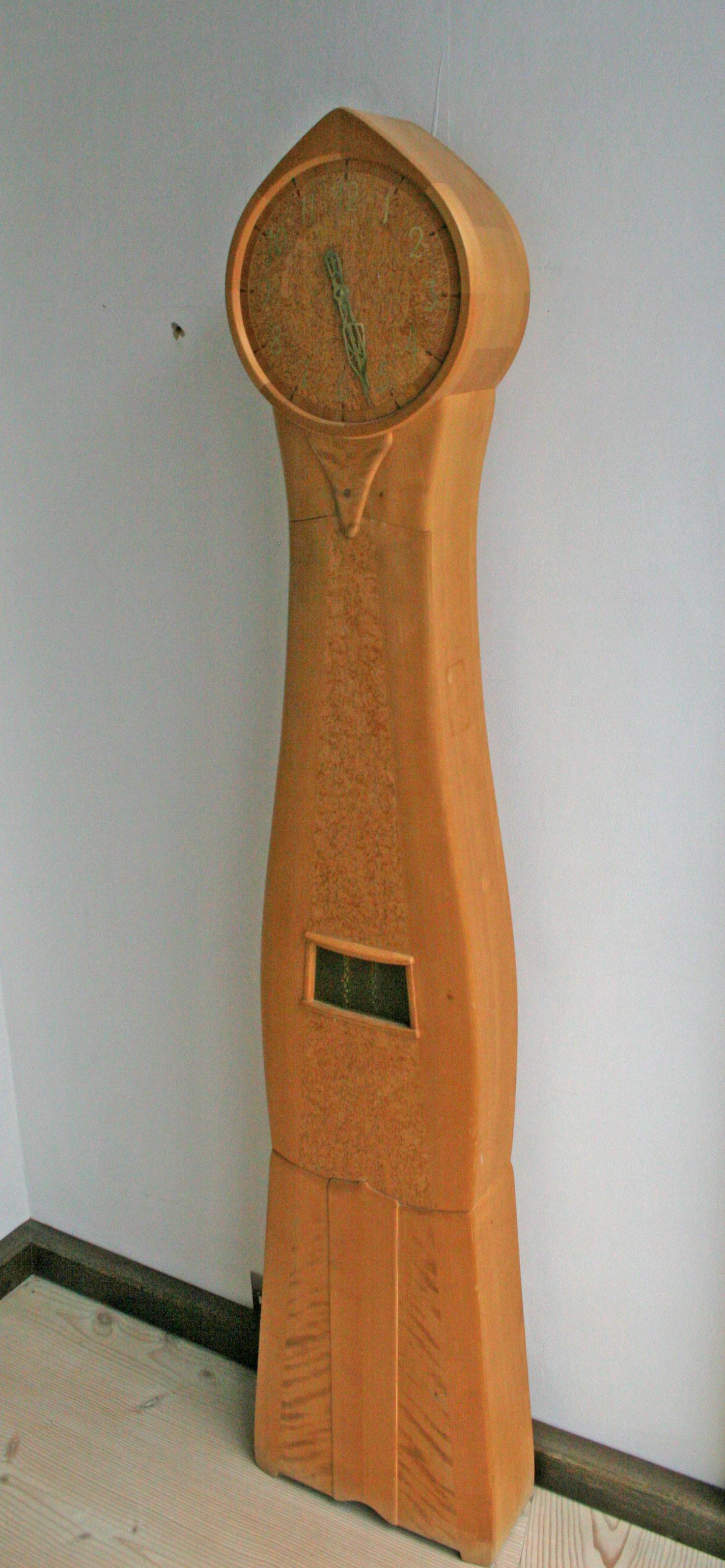Danish 1972 Carl Malmsten Unique Longcase “Tidlösa” Clock, Birch and Masur Birch For Sale