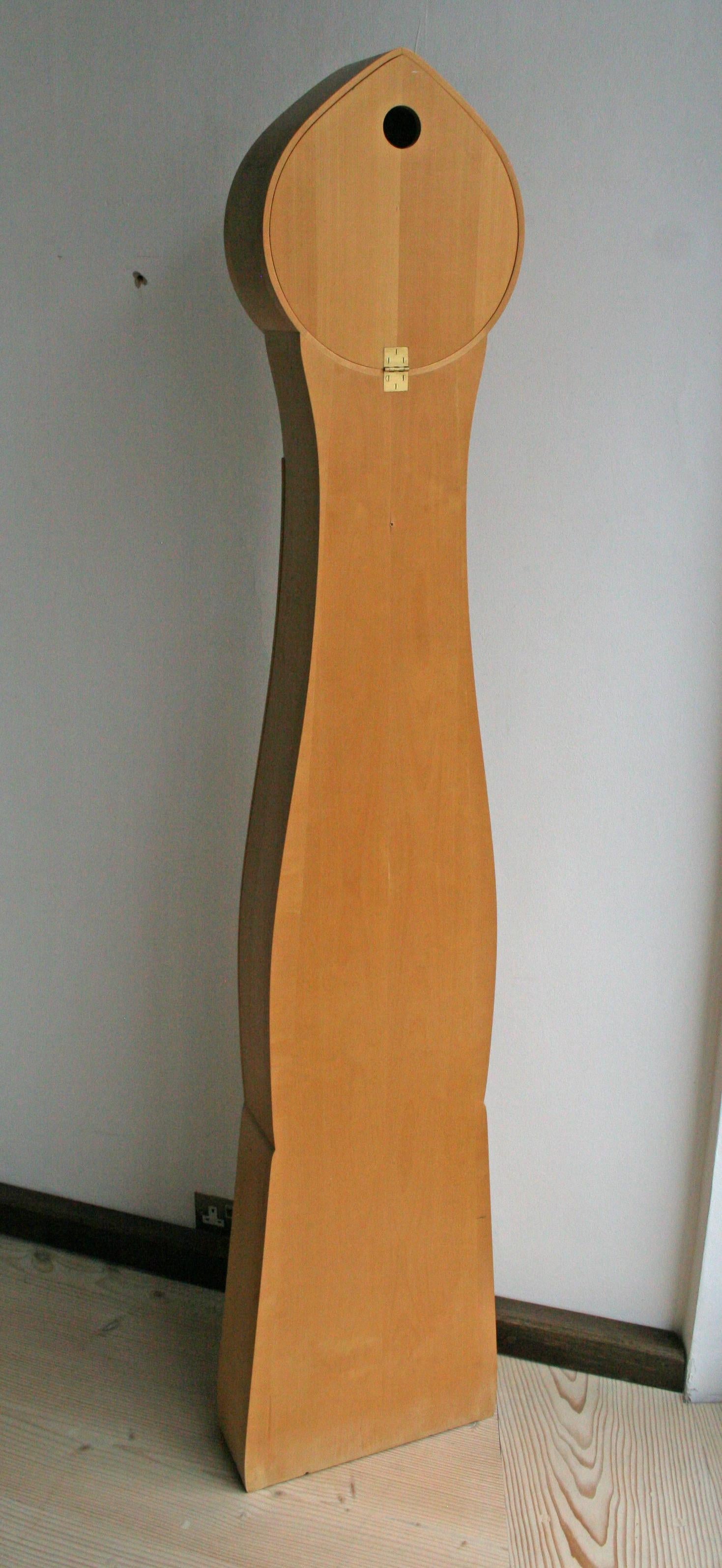 1972 Carl Malmsten Unique Longcase “Tidlösa” Clock, Birch and Masur Birch In Good Condition For Sale In London, GB
