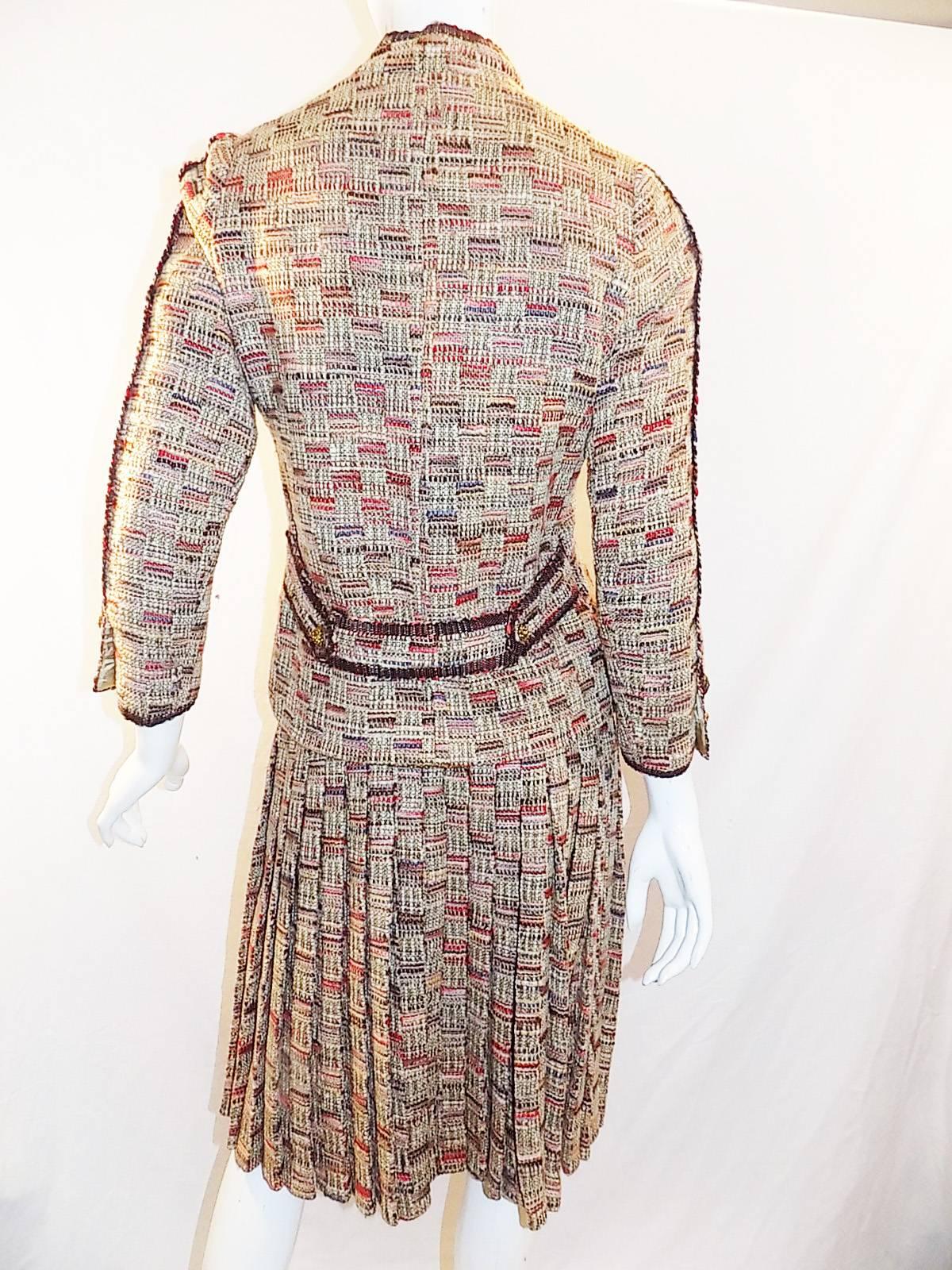 Women's Chanel Haute Couture 4 piece suit with belt from Chanel Paris boutique, 1972  For Sale