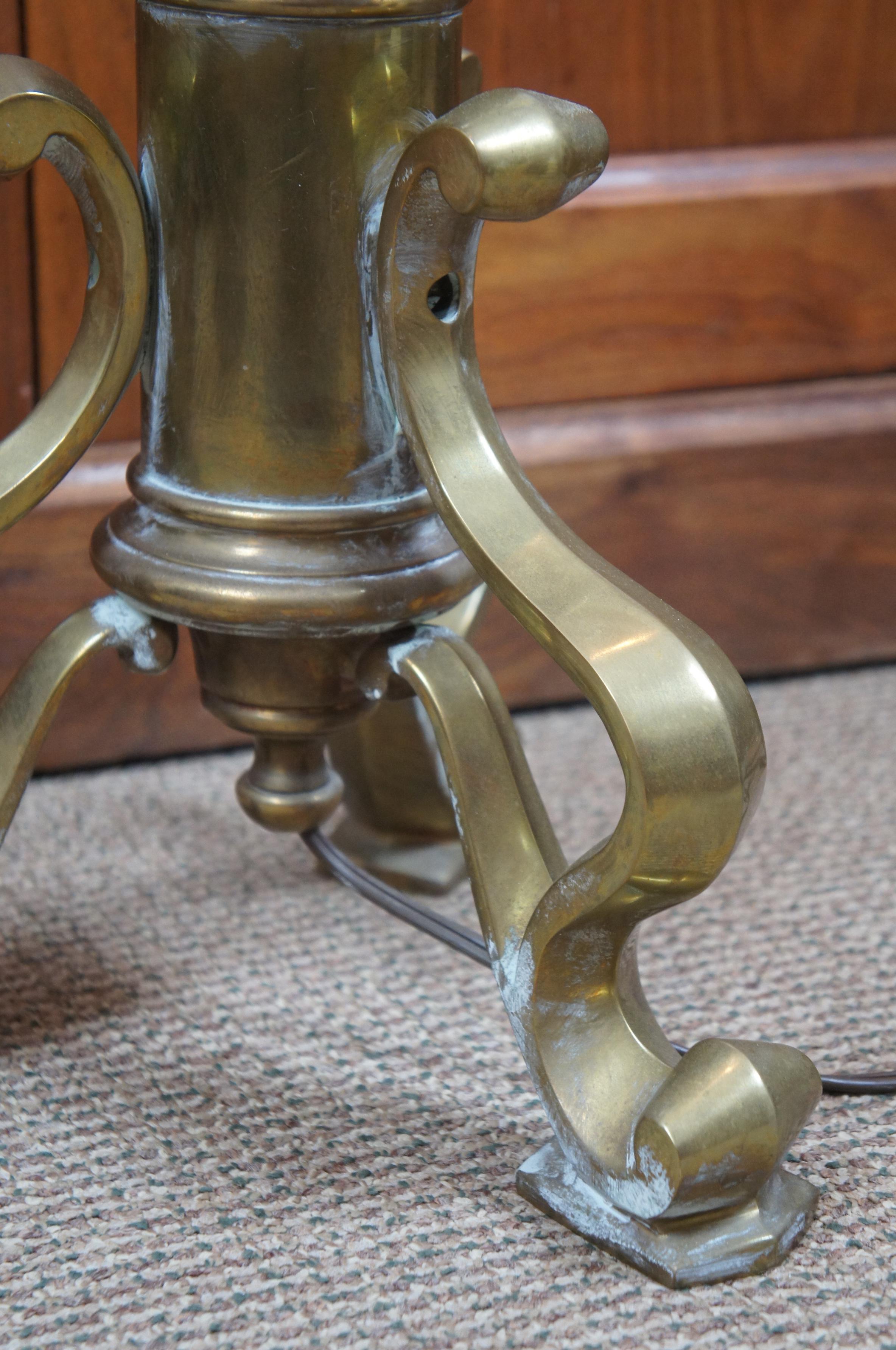 1972 Chapman Brass Floor Candlestick Lamp Traditional Hollywood Regency X739B 3