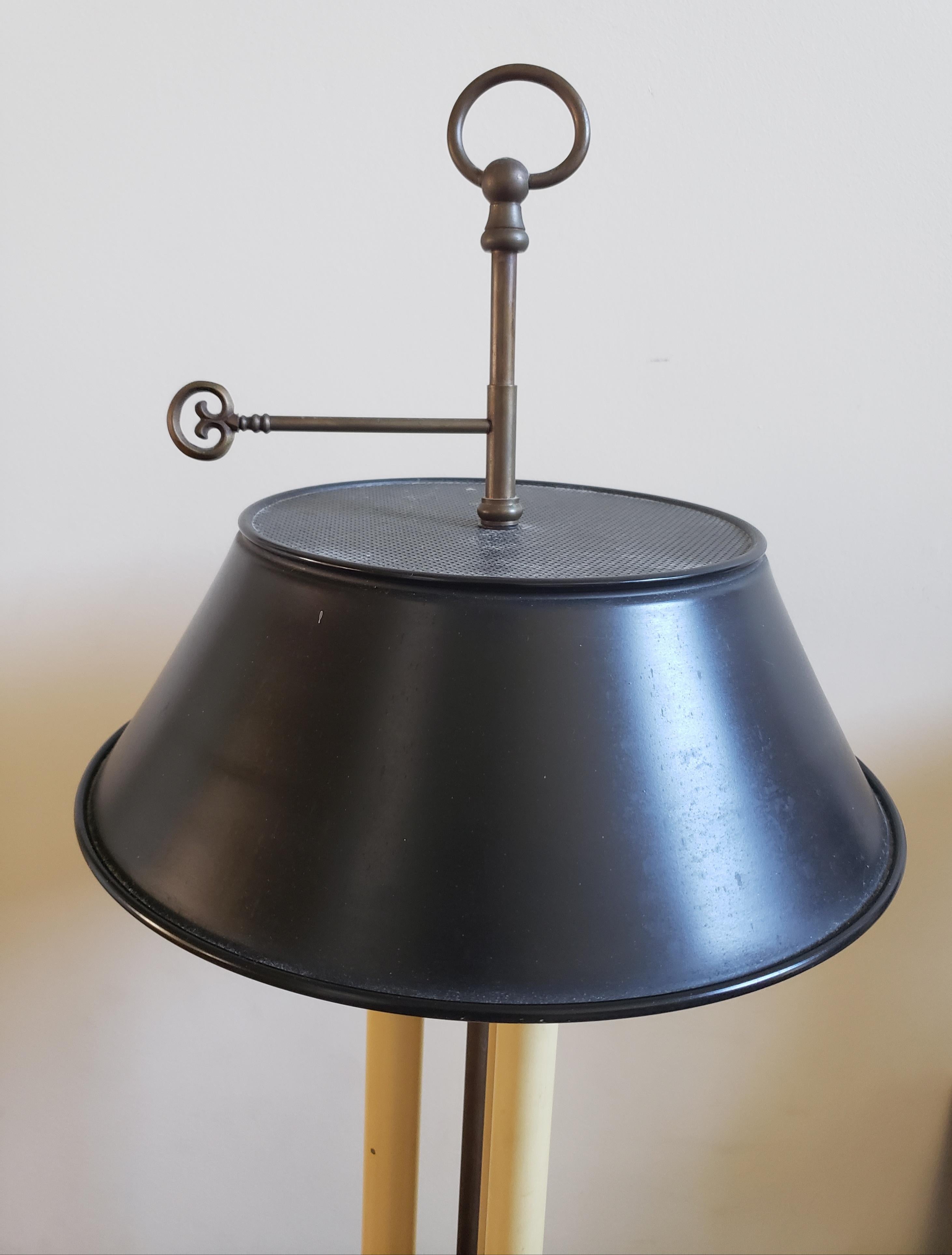 1972 Chapman Patinated Metal Bouillotte Lamp with Tole Shade In Good Condition For Sale In Germantown, MD