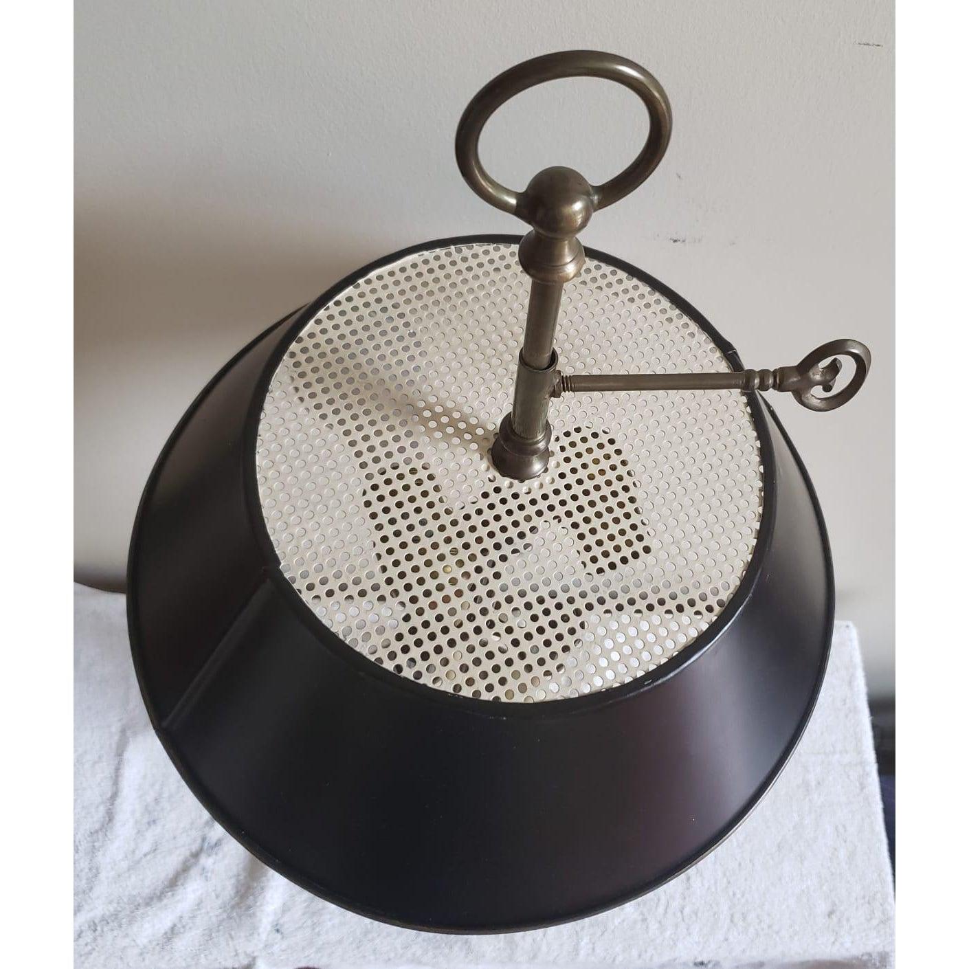 1972 Chapman patinated Metal Bouillotte Lamp with Tole Shade In Good Condition In Germantown, MD