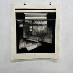 1972 Impresión en bloque de madera de Charles Stromberg titulada Wave Action #6