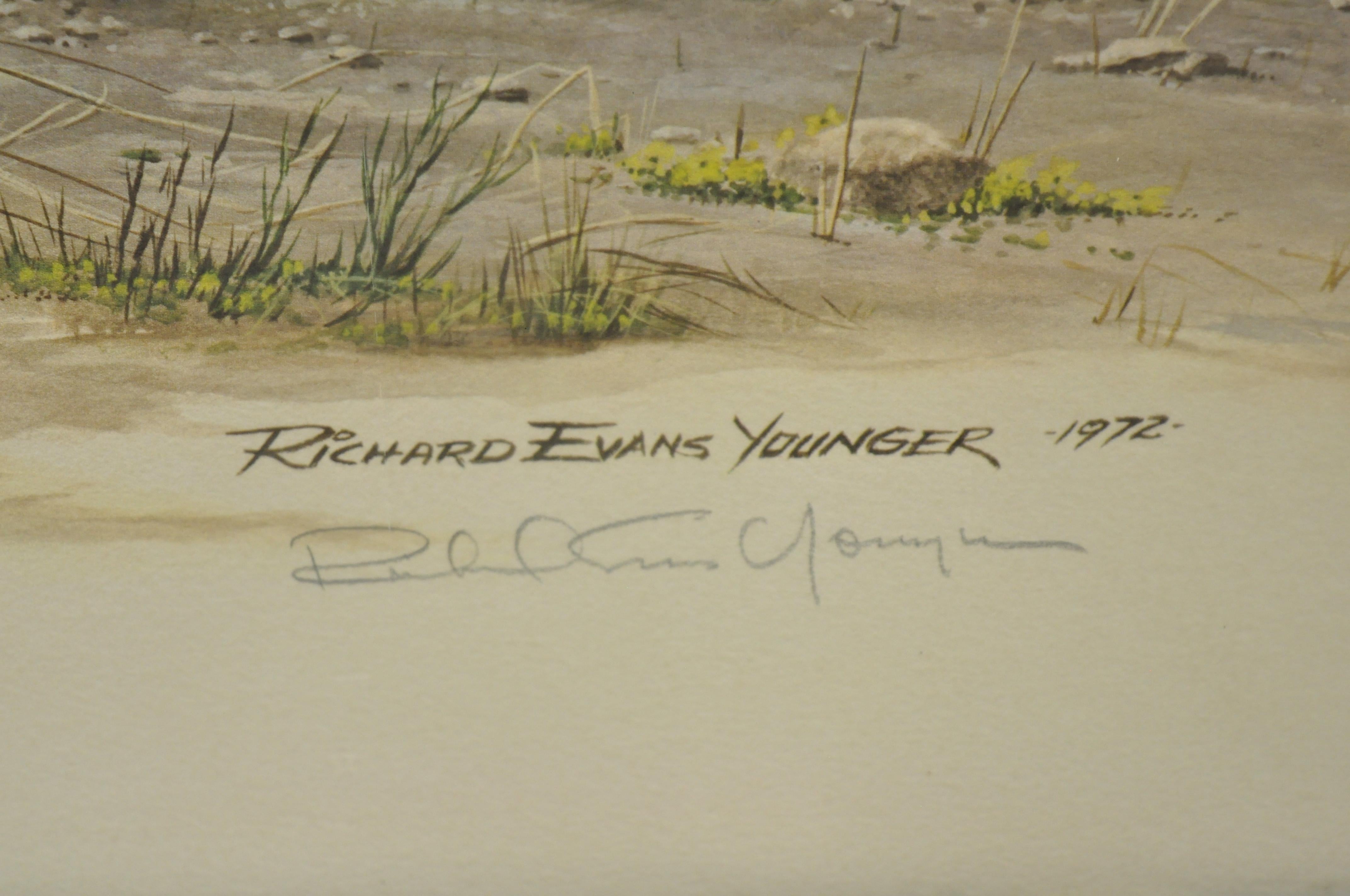 1972 Cheetah Lithographie Kunst von Richard Evans Younger in verchromtem Samtrahmen (Nordamerikanisch) im Angebot