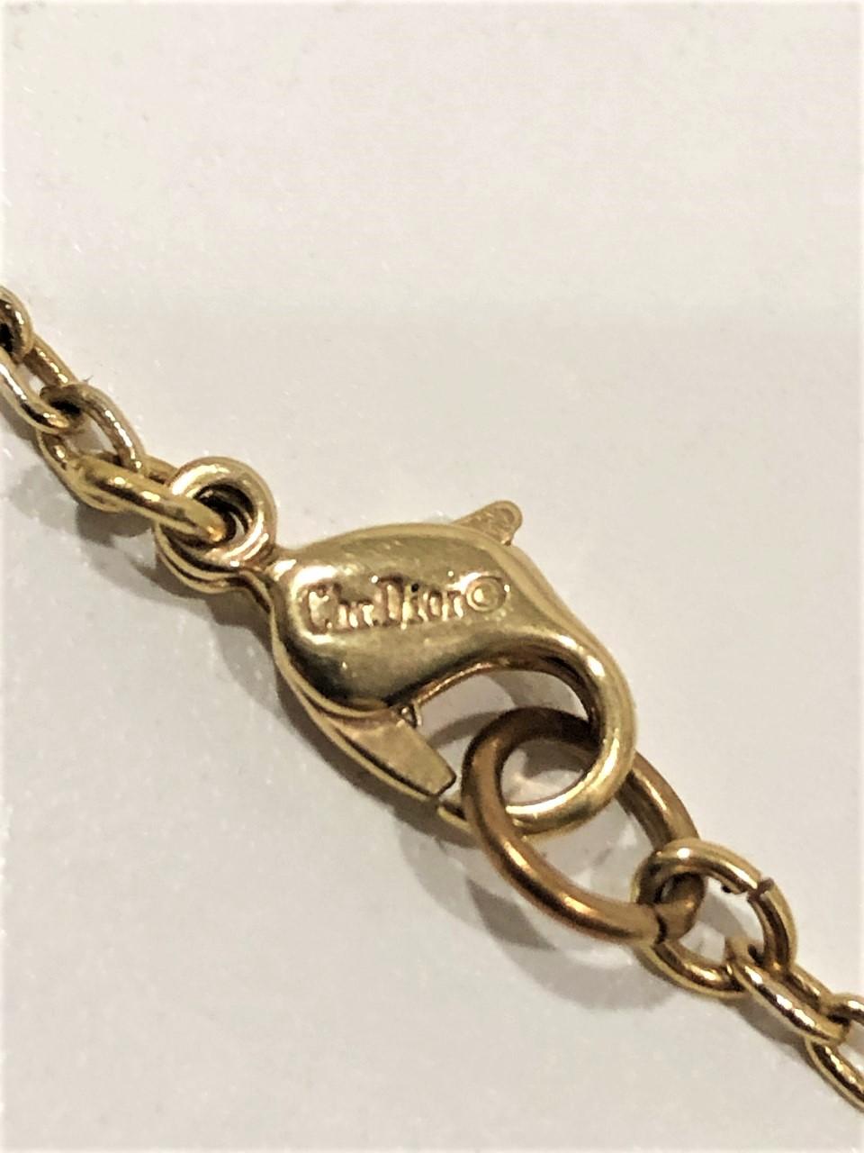 1972 Christian Dior Signed Huge Jeweled Rhinestone Golden Cross Pendant Necklace 2