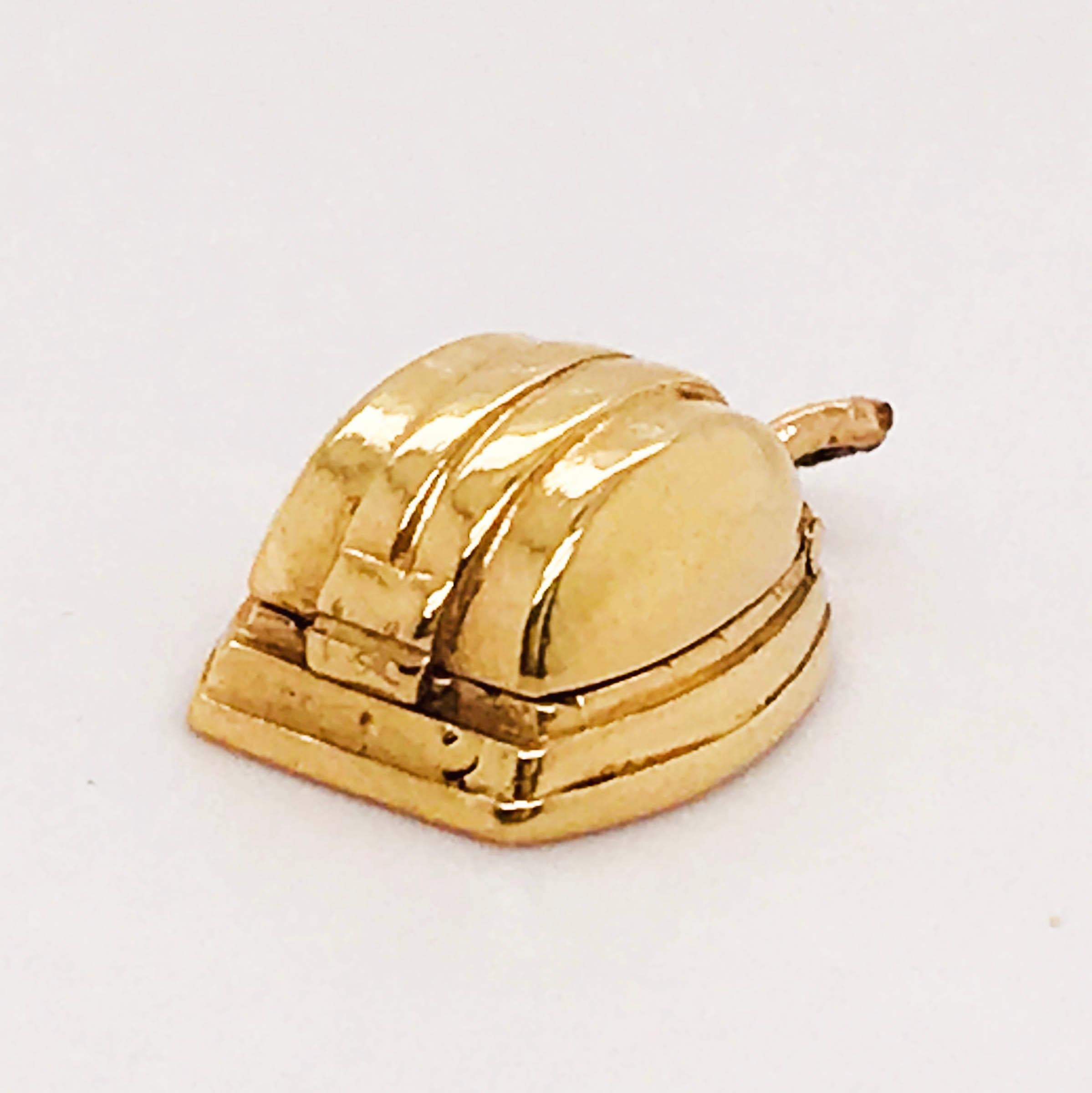 Retro 1972 Diamond Solitaire Ring and Ring Box Charm in 14 Karat Gold, Vintage Piece