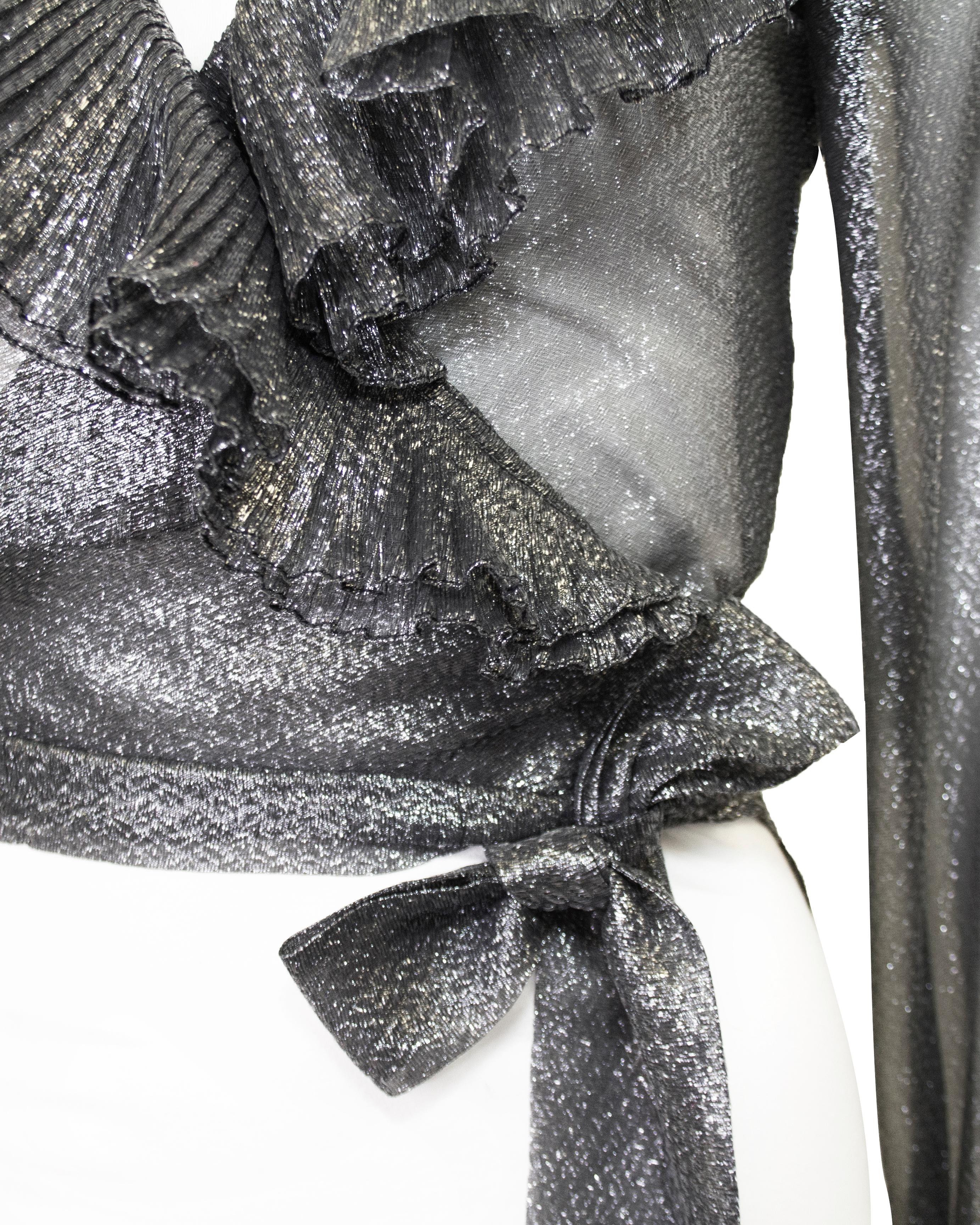 Donna 1972 Yves Saint Laurent Rive Gauche Wrap Top in lurex Autunno/Inverno in vendita