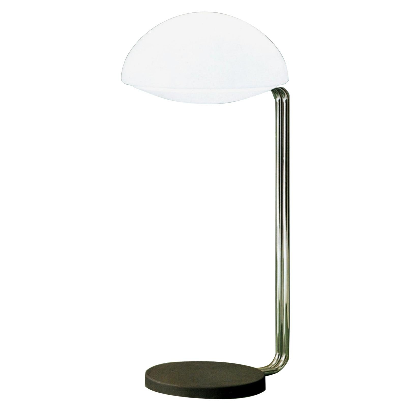 1972 Floor Lamp Opaline White Glass, Steel, Black Base by Sormani Nucleo, Italy
