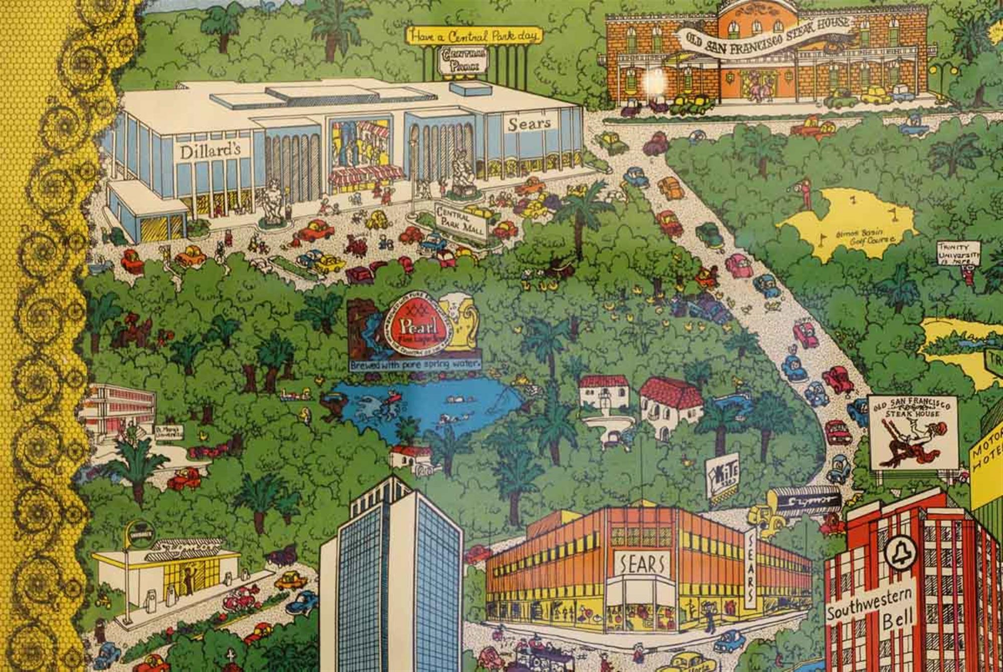 Canadian 1972 Framed San Antonio, Texas Map
