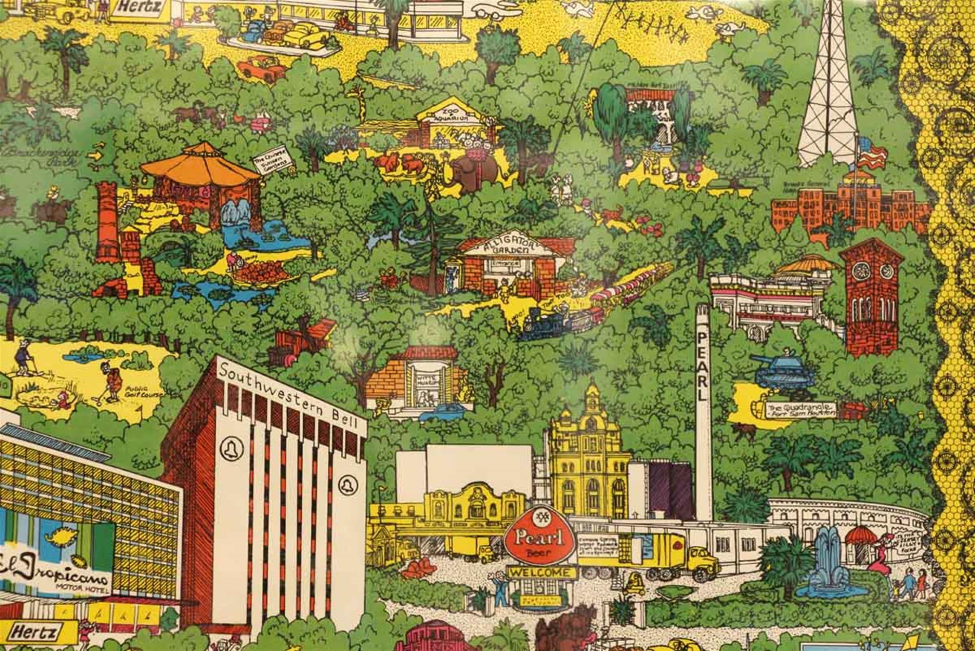 1972 Framed San Antonio, Texas Map In Good Condition In New York, NY