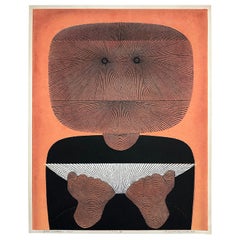 1972 Graphic Woodblock Print by Tomio Kinoshita, Japan