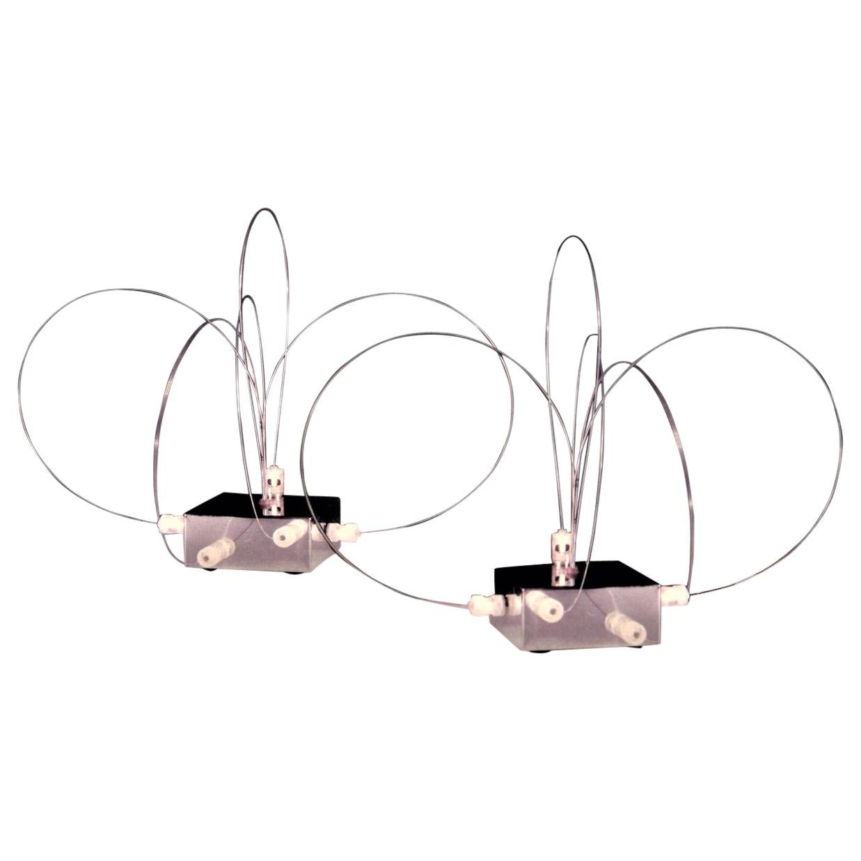1972 Gruppo Arditi Set of 2 Table Steel Lamps, Movable Lights, by Sormani, Italy For Sale