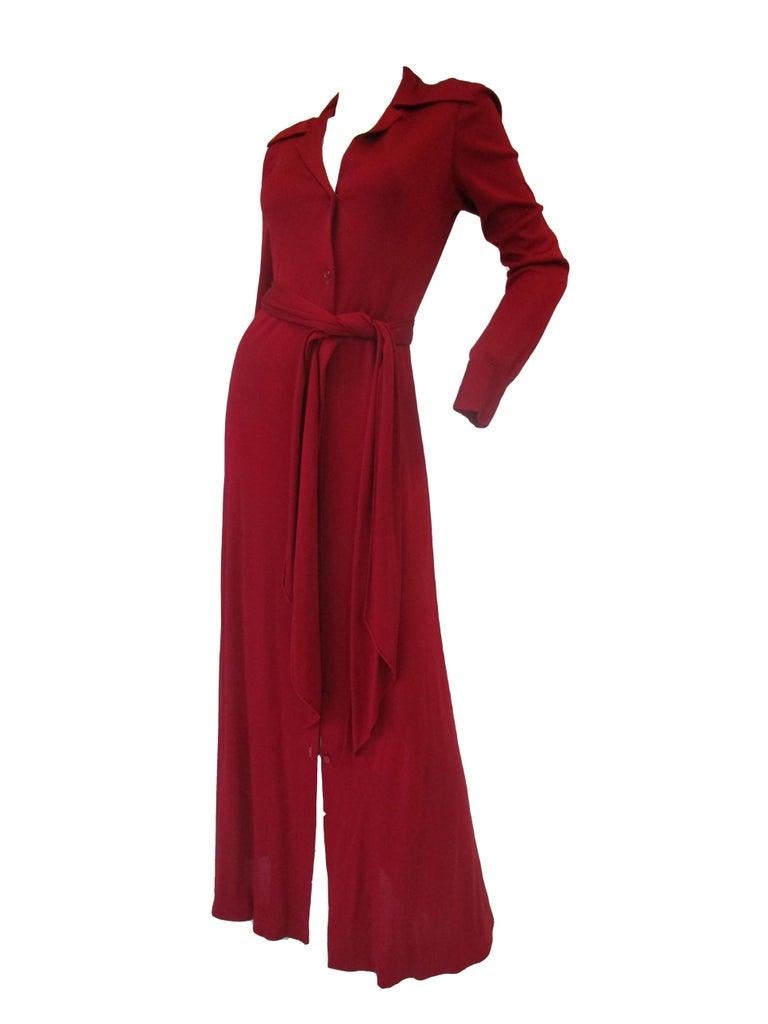 1972 Halston Red Jersey Knit Maxi Dress  For Sale 9