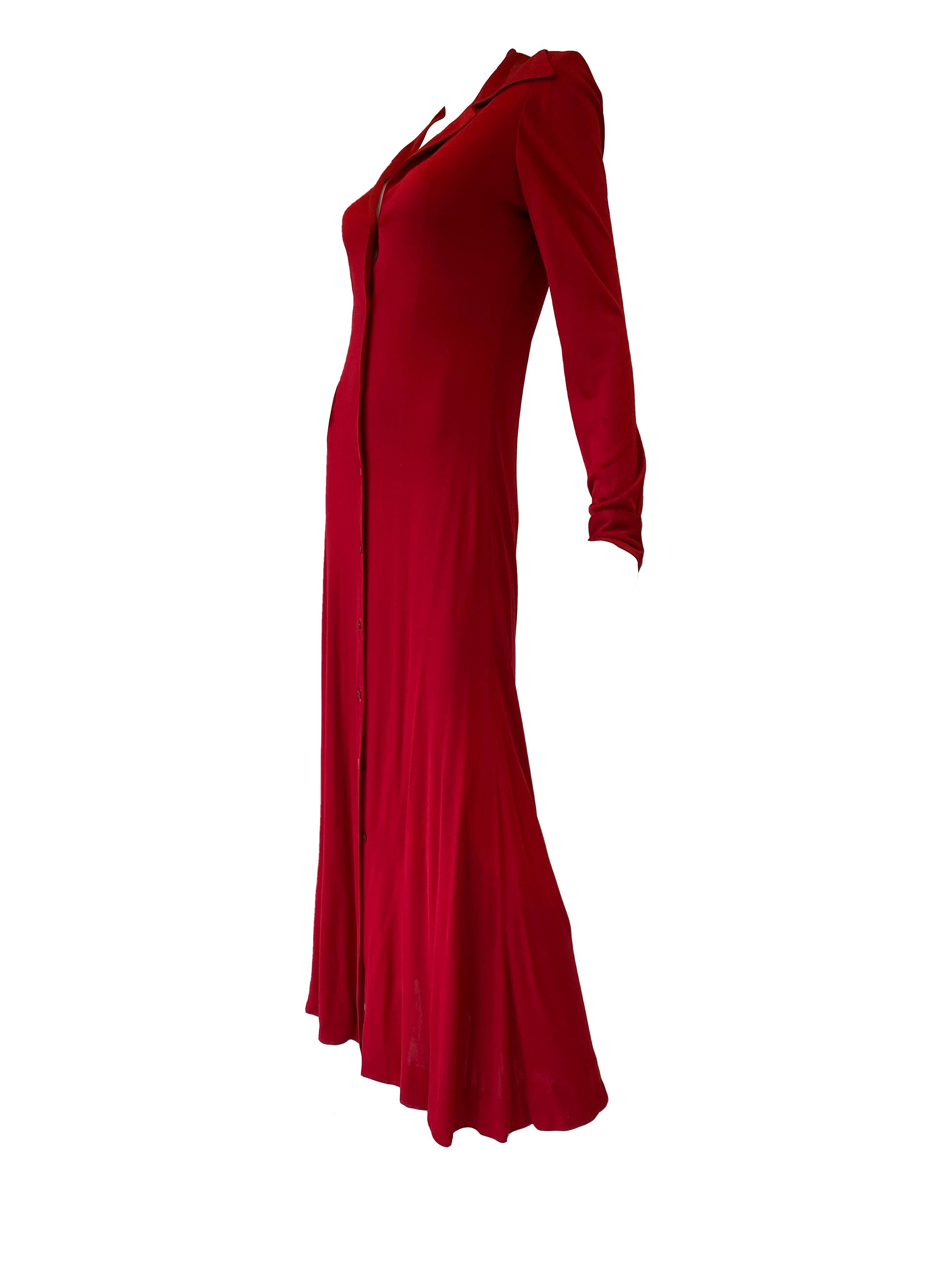 1972 Halston Red Jersey Knit Maxi Dress  In Good Condition For Sale In Houston, TX