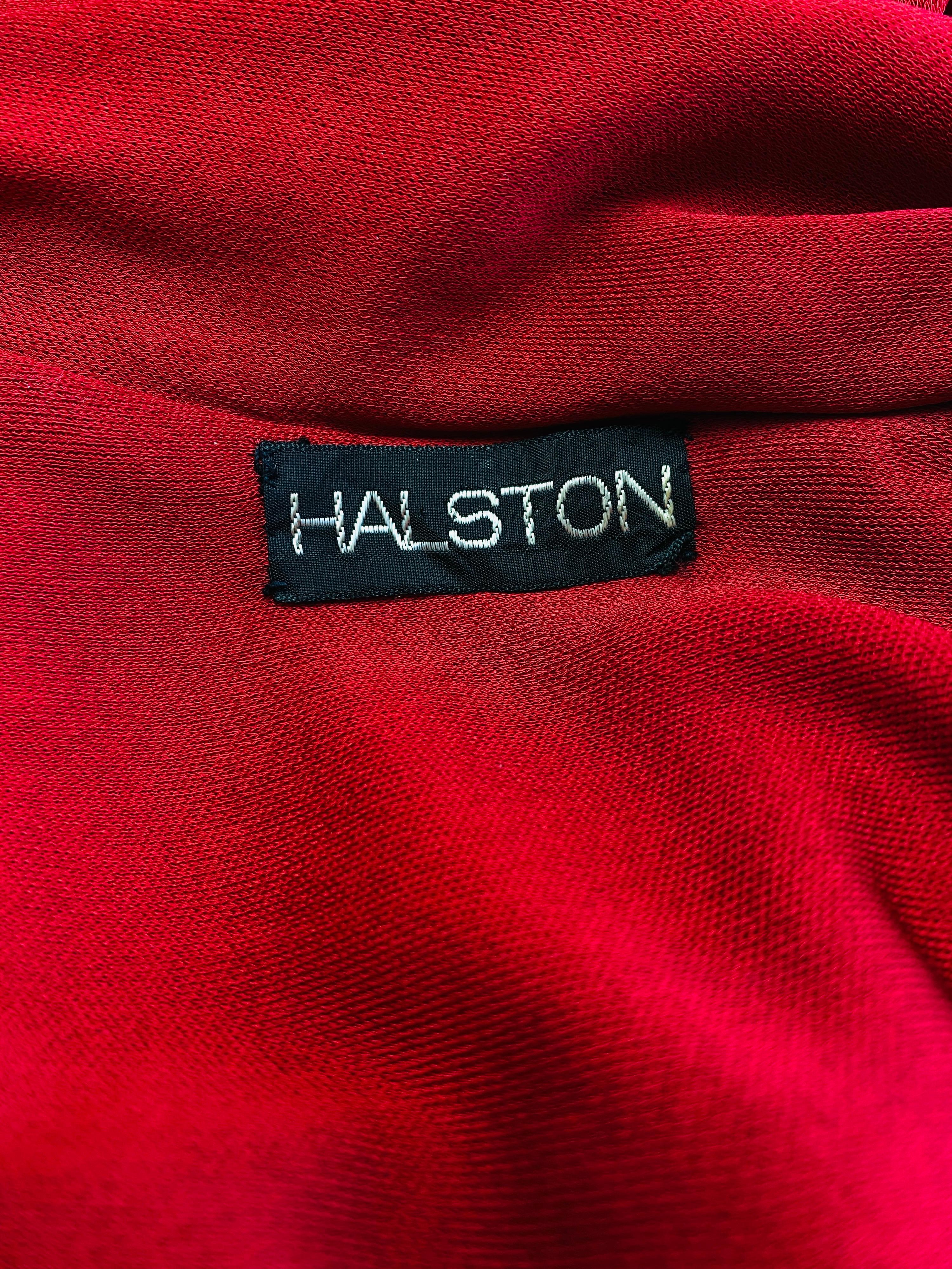 1972 Halston Red Jersey Knit Maxi Dress  For Sale 8