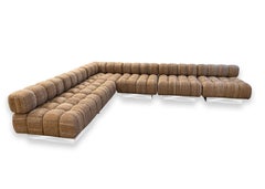 1972 Harvey Probber Mid Century Modern 6 Piece Brown Cubo Tufted Sectional Sofa