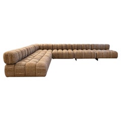 1972 Harvey Probber Mid Century Modern 6 Piece Brown Cubo Tufted Sectional Sofa