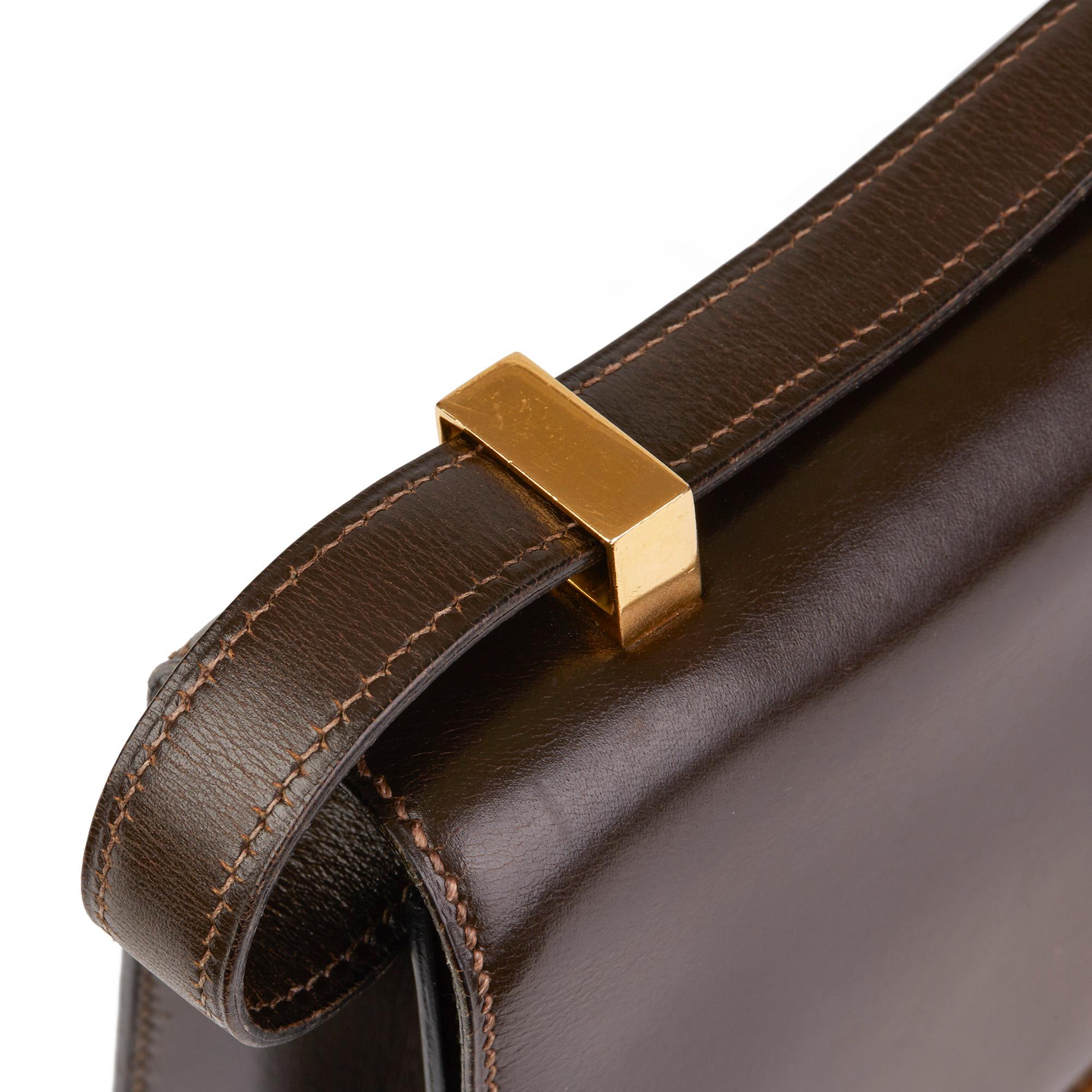 1972 Hermès Chocolate Brown Box Calf Leather Vintage Constance 23 2