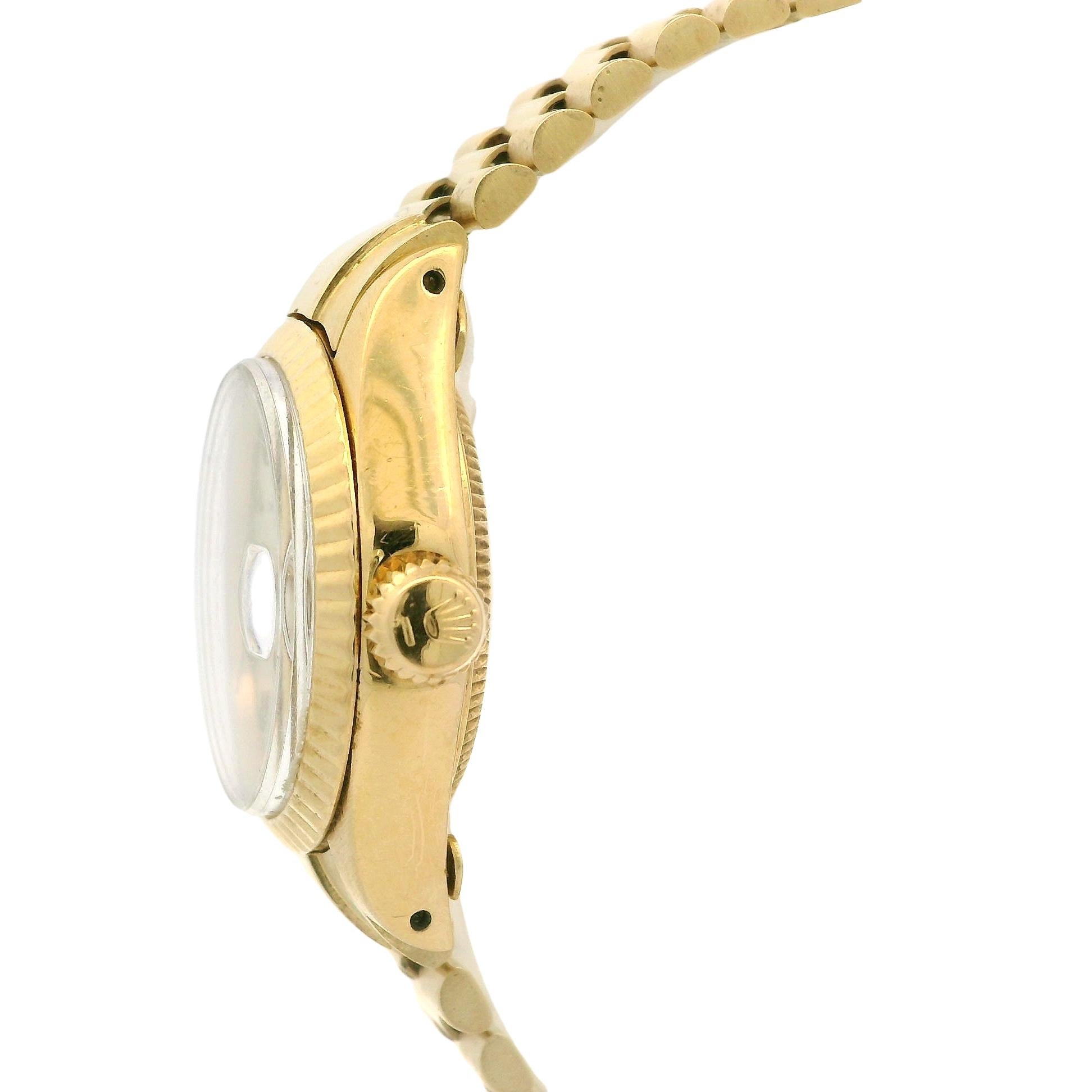 1972 Damen 18k Gelbgold Rolex Datejust 26mm Jubiläumsarmbanduhr Ref. 6917 im Zustand „Hervorragend“ in Montclair, NJ