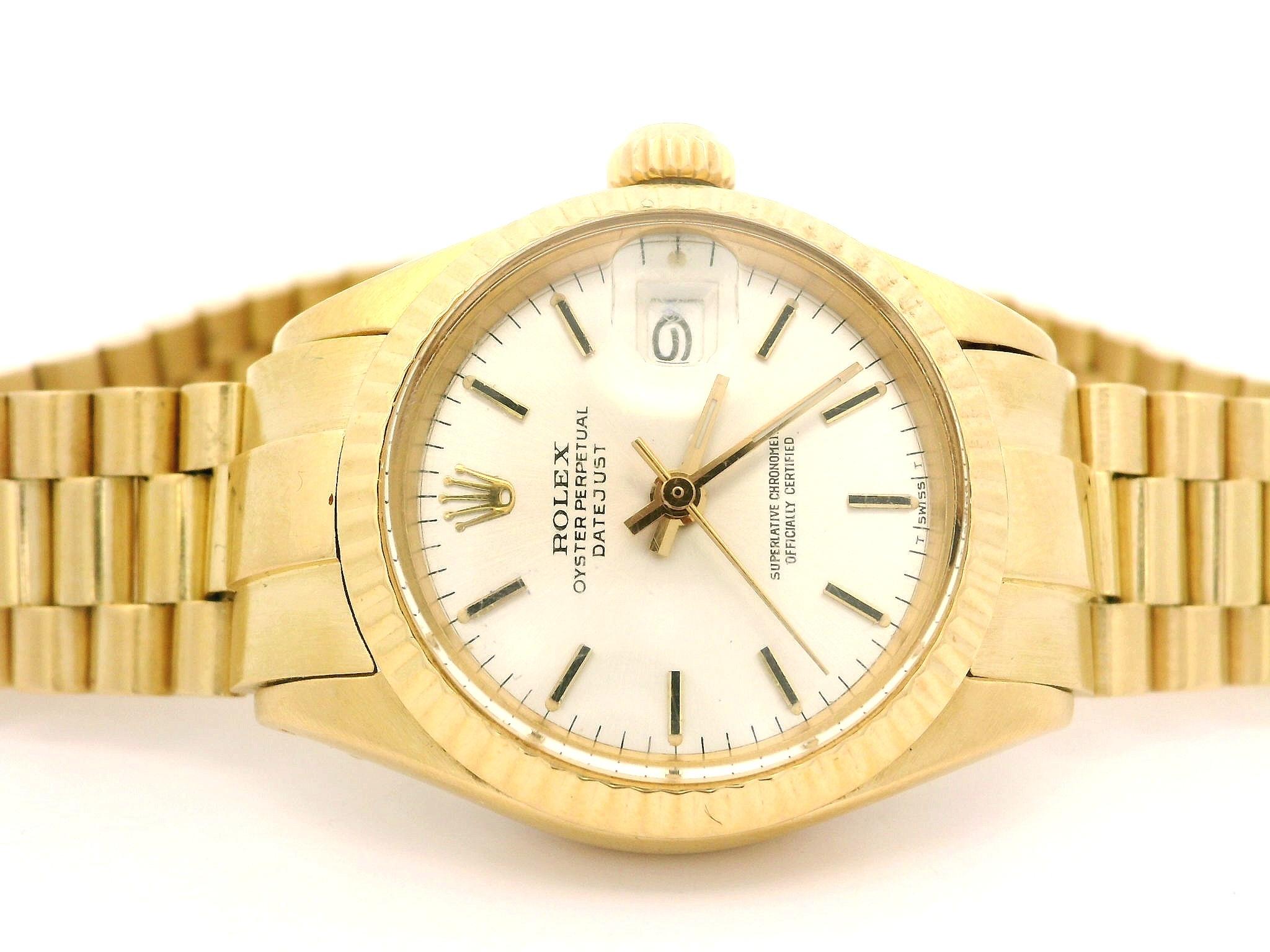 1972 Damen 18k Gelbgold Rolex Datejust 26mm Jubiläumsarmbanduhr Ref. 6917 1