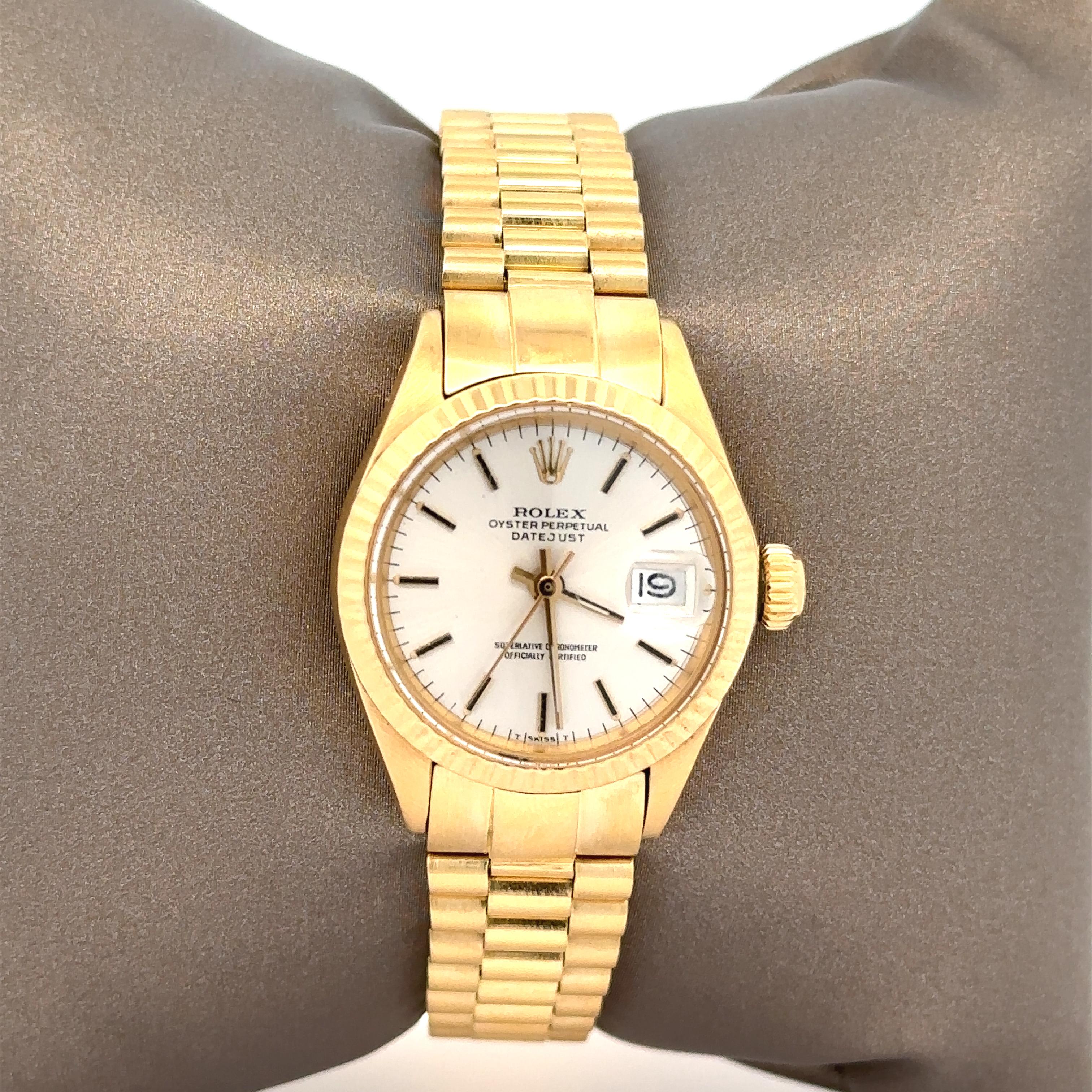 1972 Damen 18k Gelbgold Rolex Datejust 26mm Jubiläumsarmbanduhr Ref. 6917 5