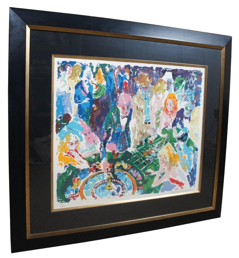 Expressionist 1972 LeRoy Neiman Casino Serigraph Print Roulette Table Gambling Vegas For Sale
