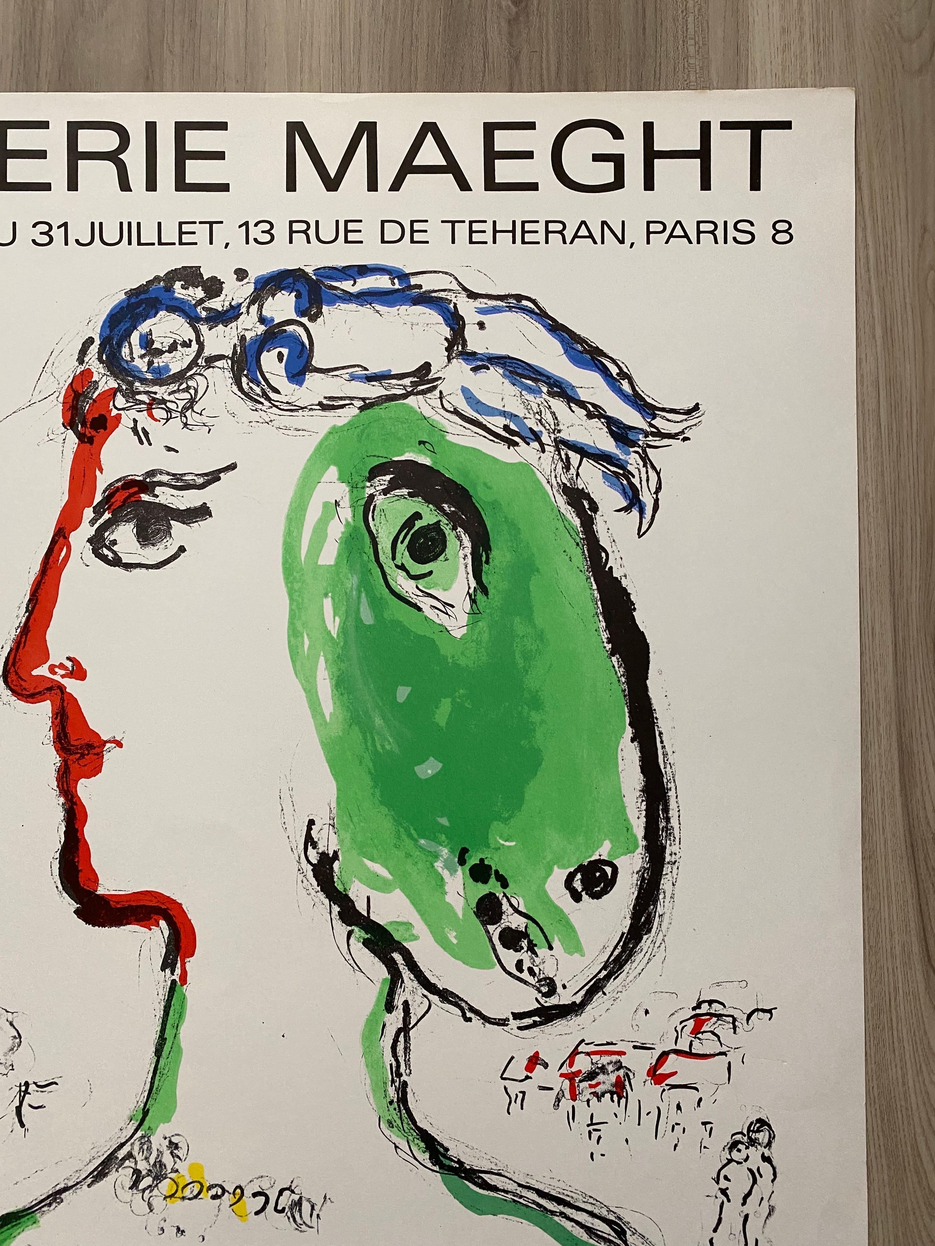 Français En 1972, Marc Chagall « l'Artiste Phenix » imprimé pour la Galerie Maeght par Mourlot  en vente