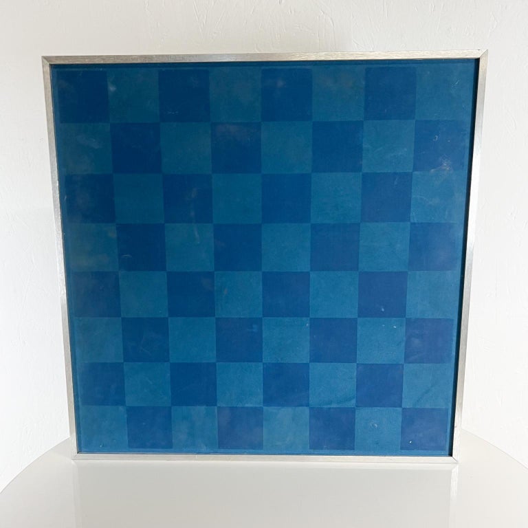 1972 Modernist Blue Design Aluminum Chess Set Board Game by Scott Wolfe ...