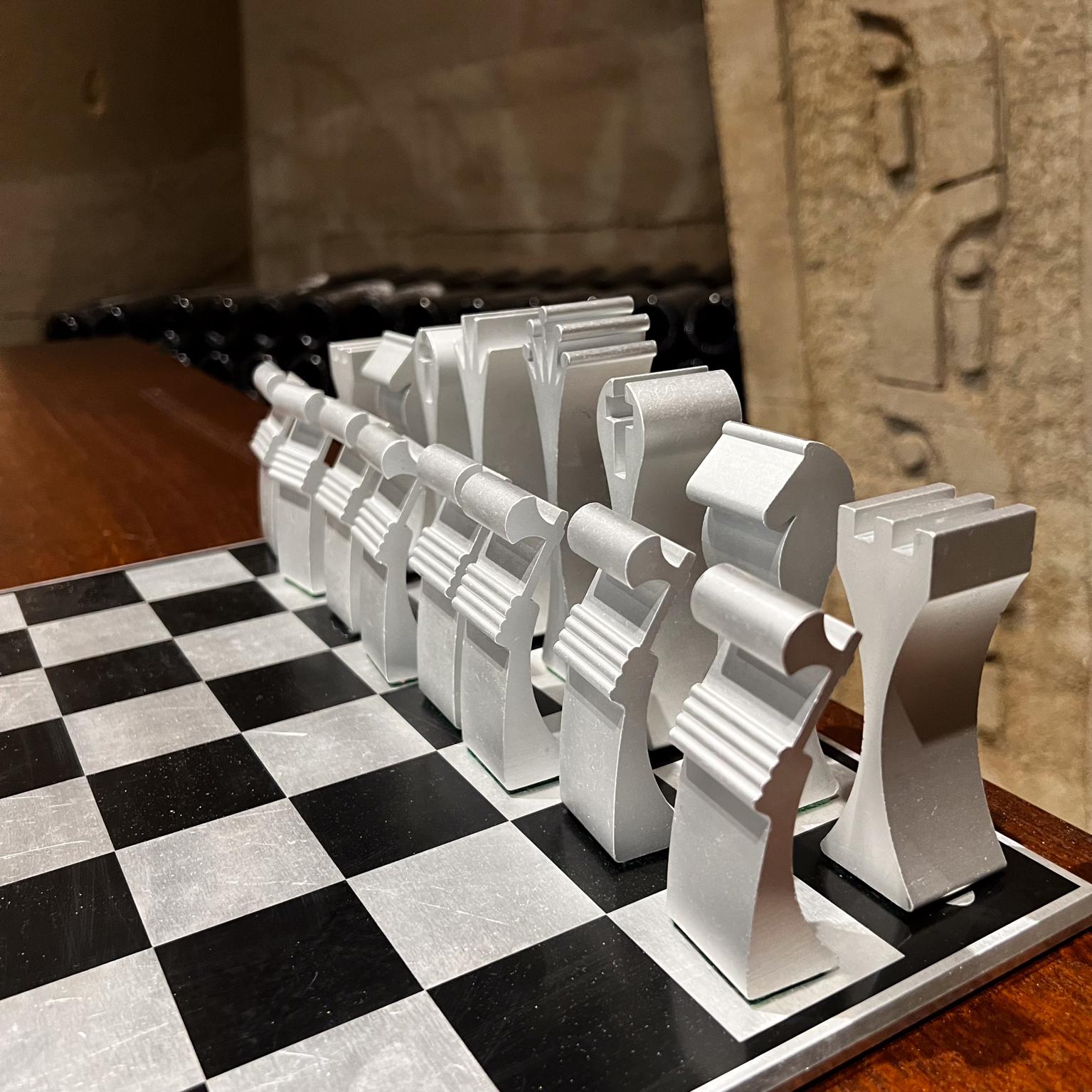 1972 Modernist Columbia Aluminum Chess Set by Scott Wolfe For Sale 6