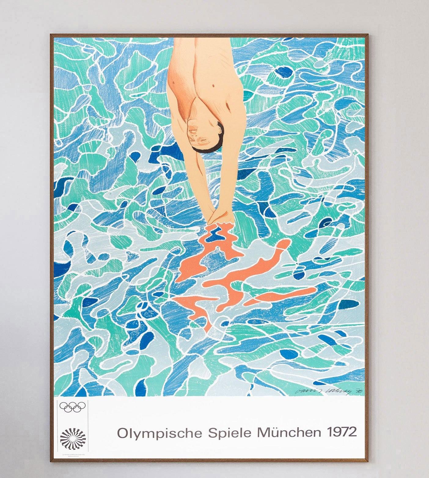 Celebrated British artist David Hockney was one of 29 artists commissioned to produce posters for the 1972 Munich Olympic Games. In the run-up to the 1972 Games, the Organising Committee decided to commission a series of Artist Posters to 