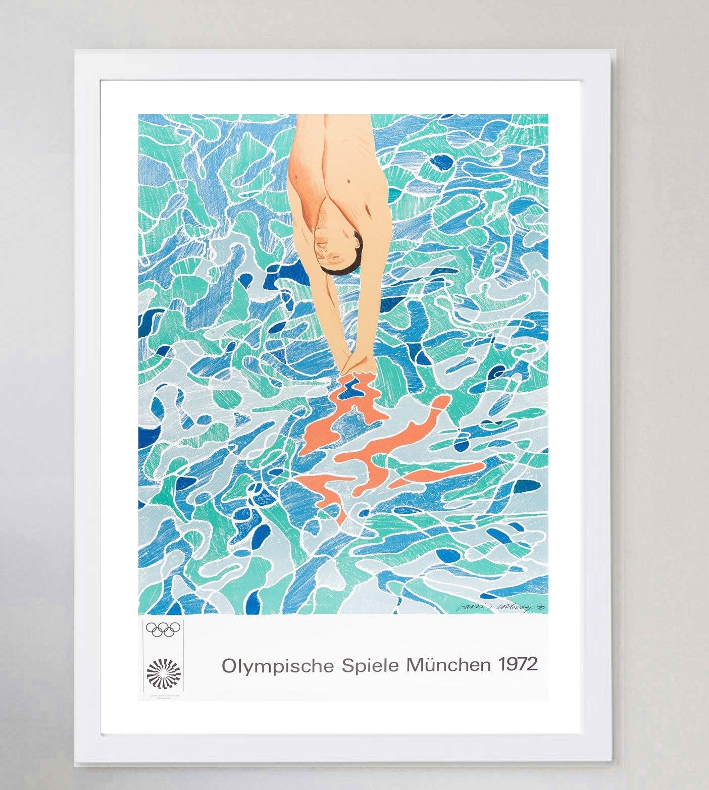 1972 Munich Olympic Games - David Hockney Original Vintage Poster In Good Condition For Sale In Winchester, GB